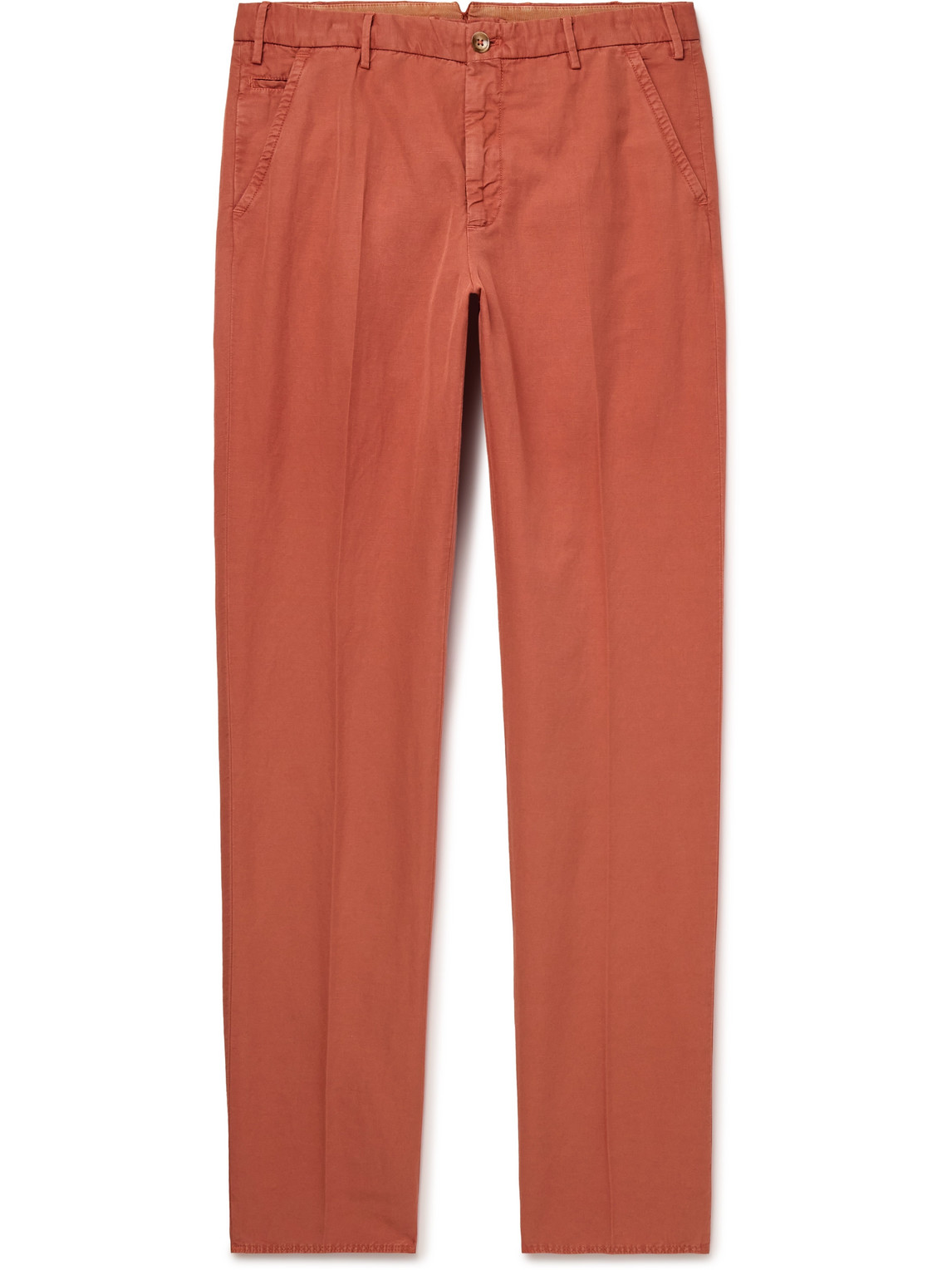 Incotex Venezia 1951 Slim-fit Straight-leg Chinolino Trousers In Orange