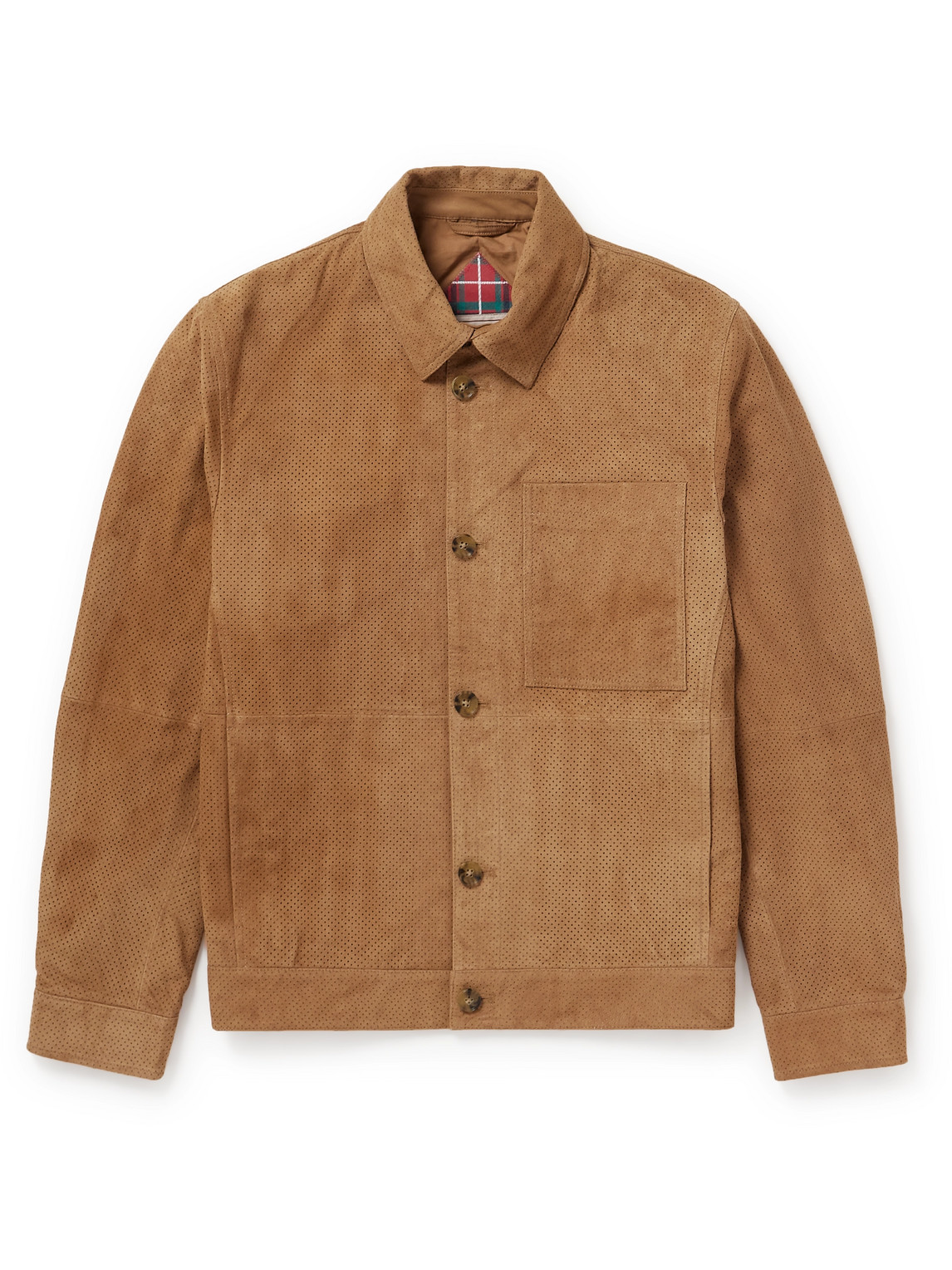 Baracuta Perforated Suede Blouson Jacket In Brown