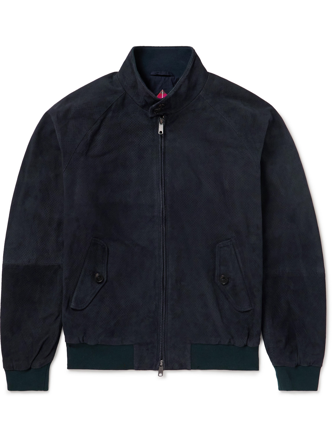Baracuta G9 Perforated Suede Bomber Jacket In Blue