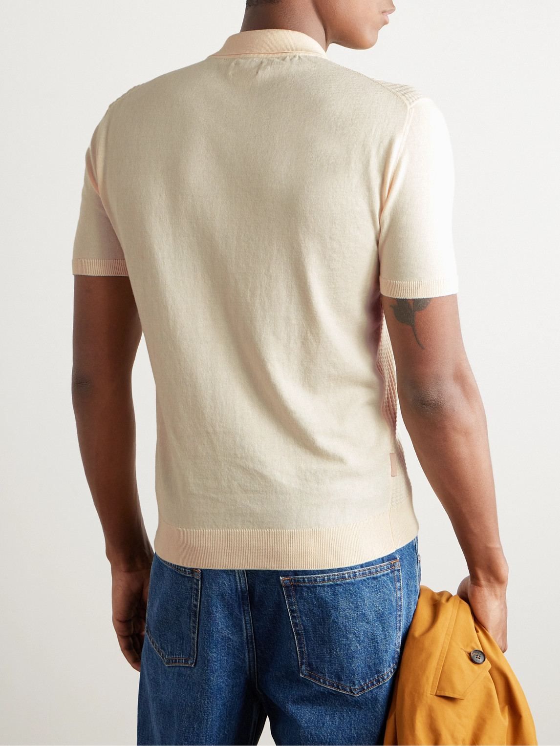 Shop Baracuta Ribbed Cotton Polo Shirt In Yellow