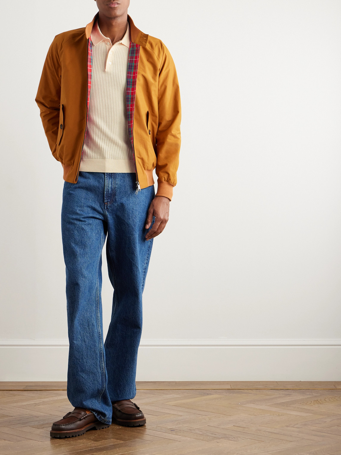 Shop Baracuta Ribbed Cotton Polo Shirt In Yellow