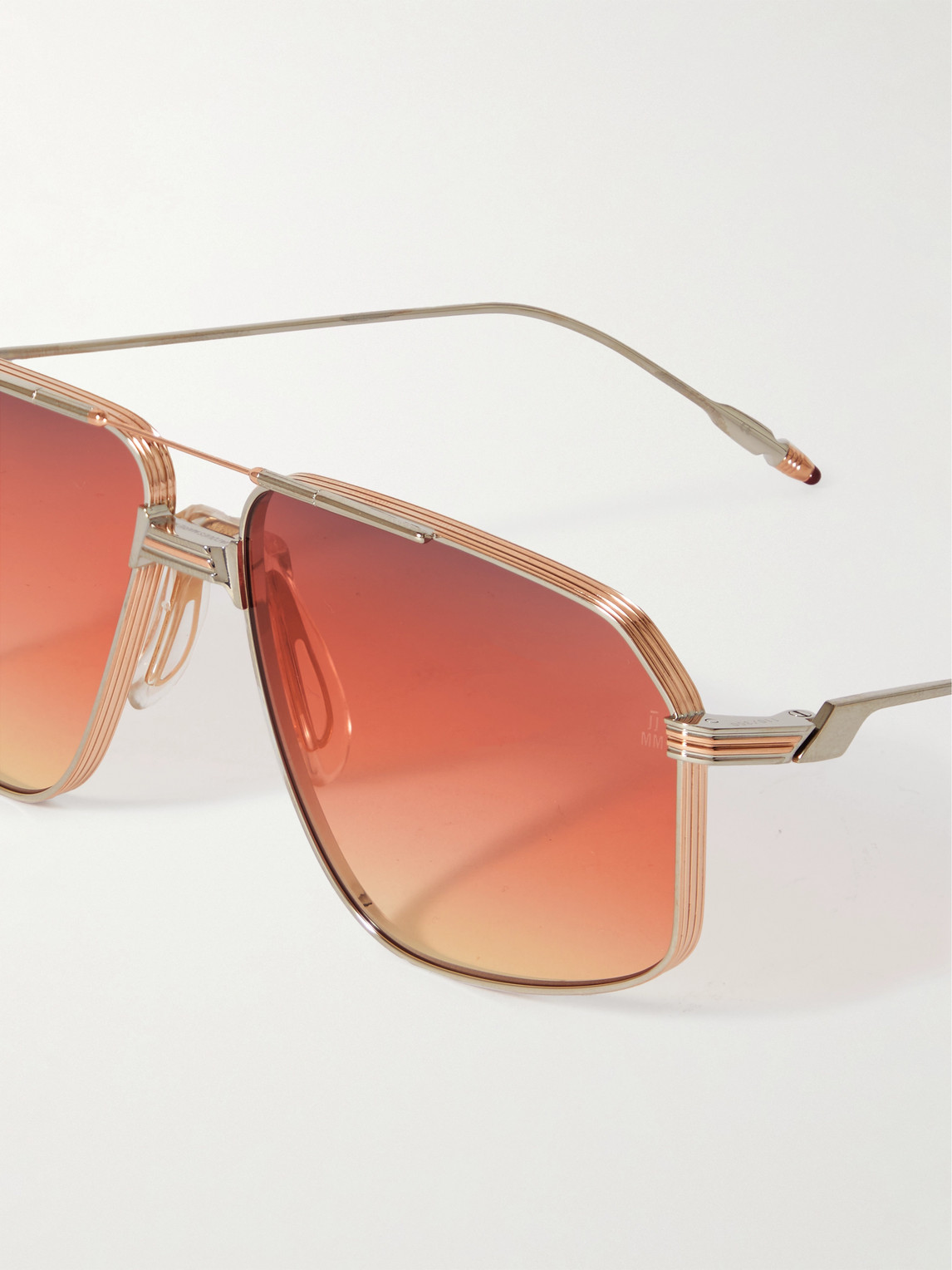 Shop Jacques Marie Mage Jagger Aviator-style Silver And Rose Gold-tone Sunglasses