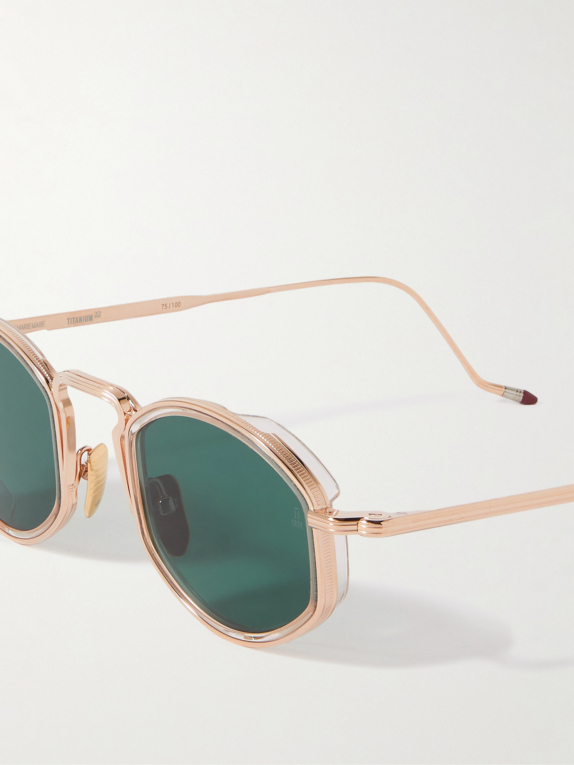 Shop Jacques Marie Mage Aragon Round-frame Rose Gold-tone Titanium And Acetate Sunglasses