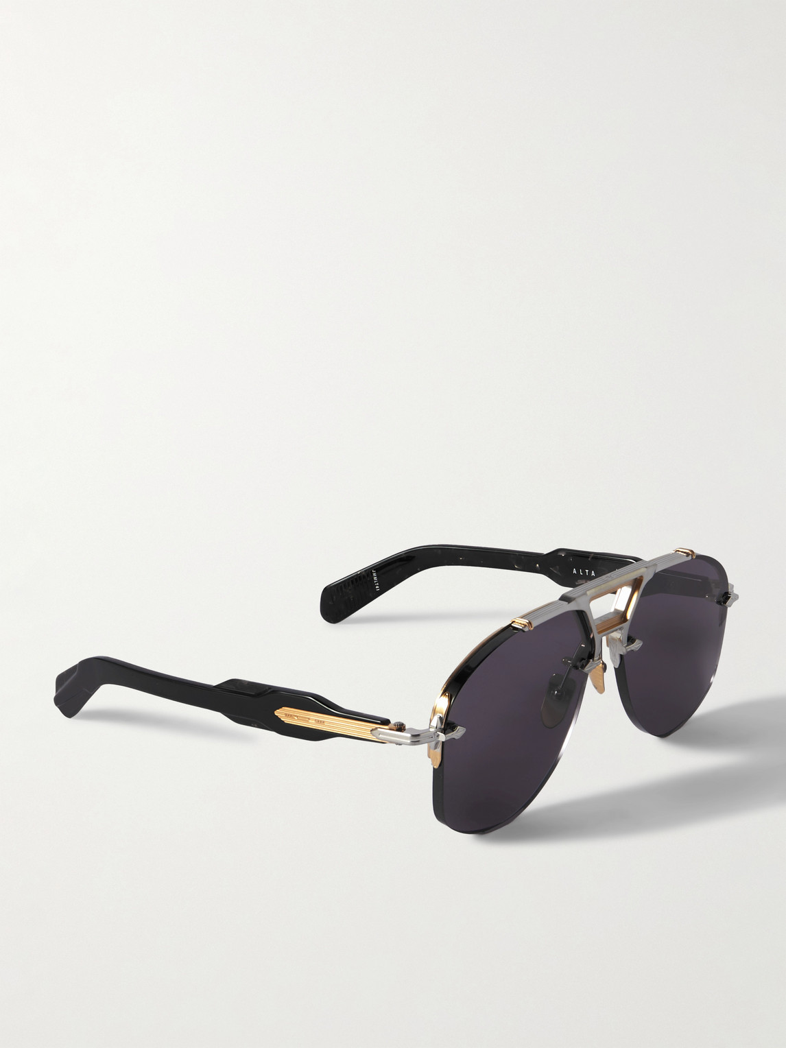 Shop Jacques Marie Mage Alta Aviator-style Silver, Gold-tone And Acetate Sunglasses In Black