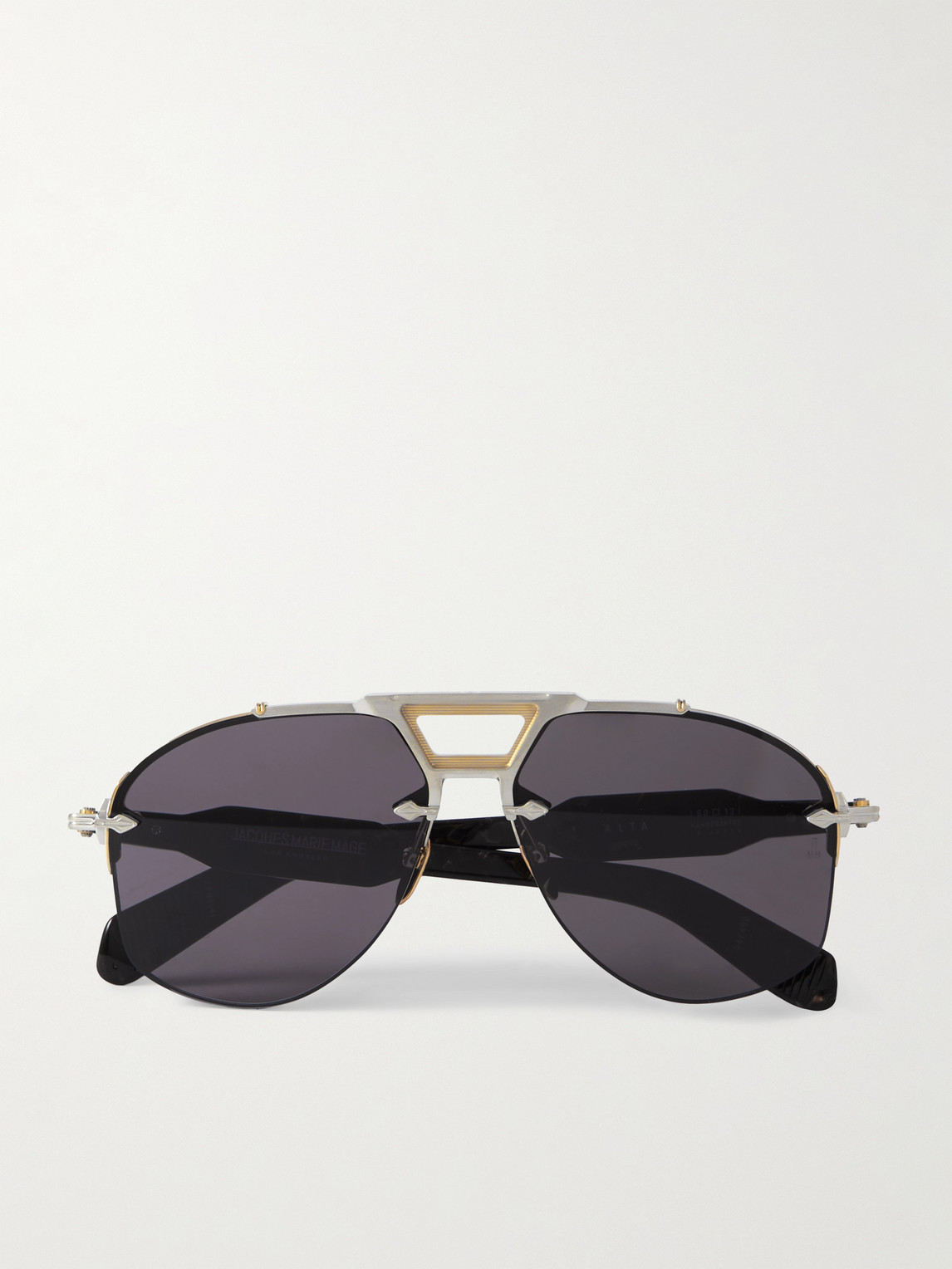 Jacques Marie Mage Alta Aviator-style Silver, Gold-tone And Acetate Sunglasses In Black