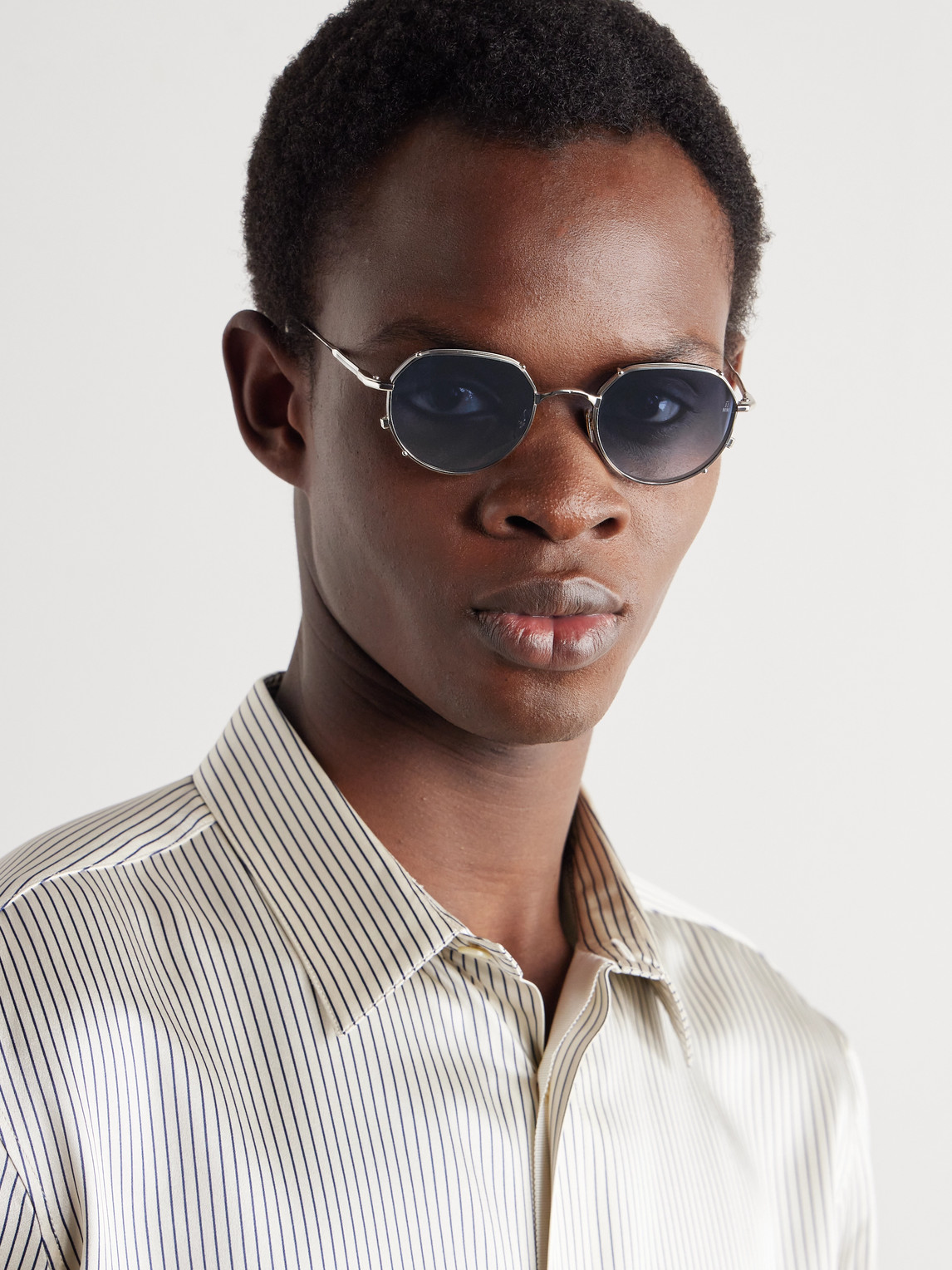 Shop Jacques Marie Mage Hartana Round-frame Silver-tone Sunglasses