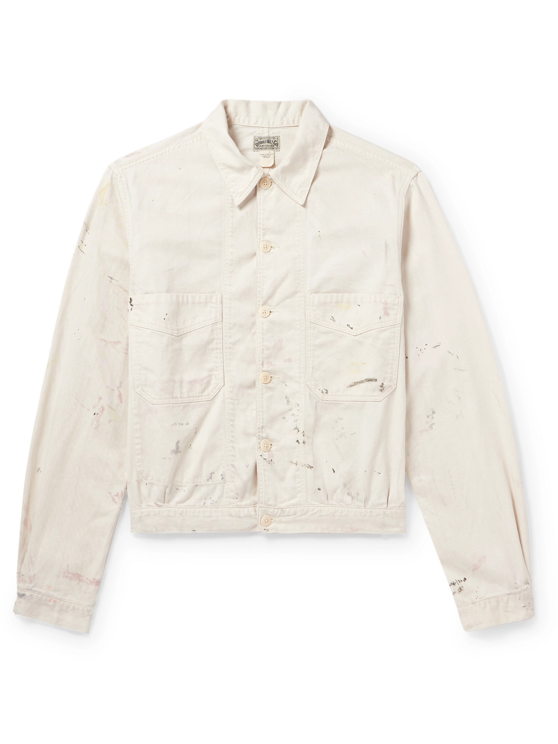 Rrl Mathieu Paint-splattered Cotton-twill Shirt Jacket In Neutrals