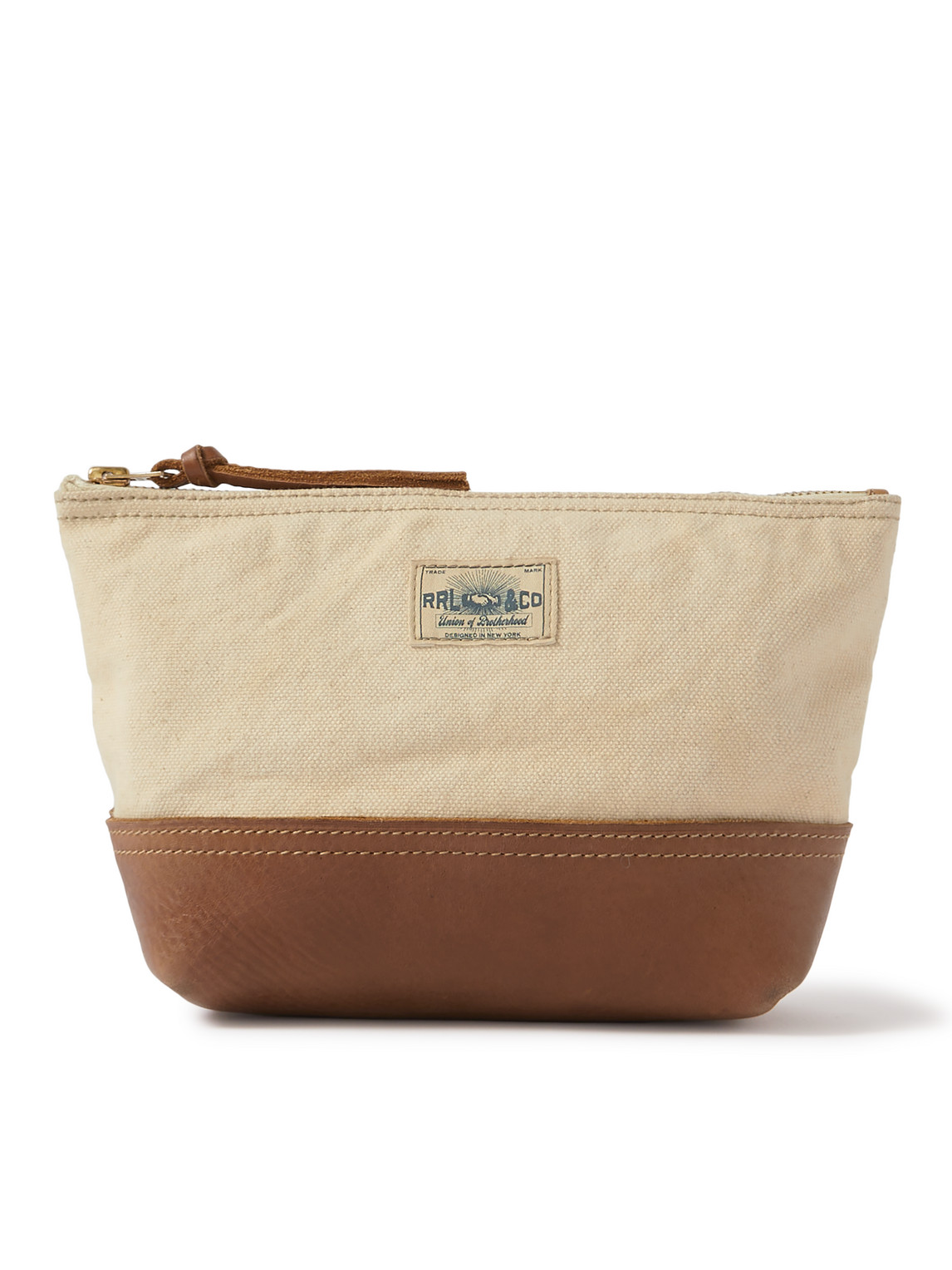 Rrl Leather-trimmed Canvas Pouch In Brown