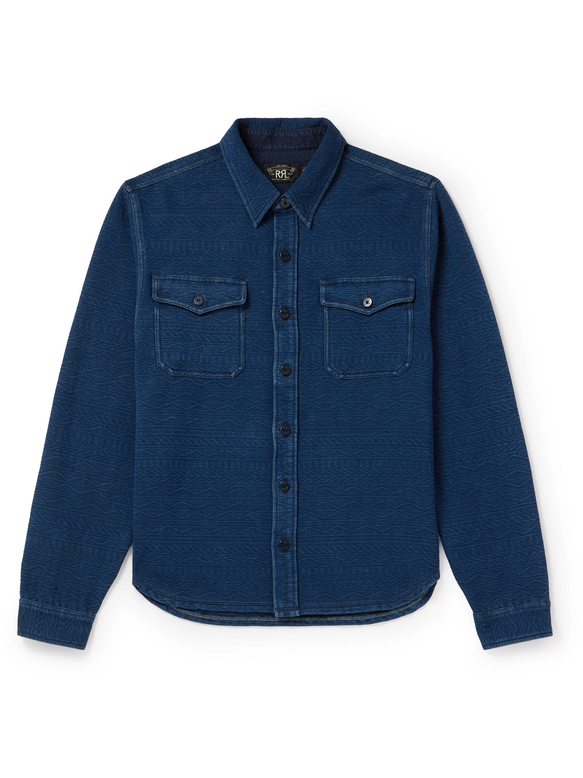 Rrl Theo Cotton-blend Jacquard Overshirt In Blue