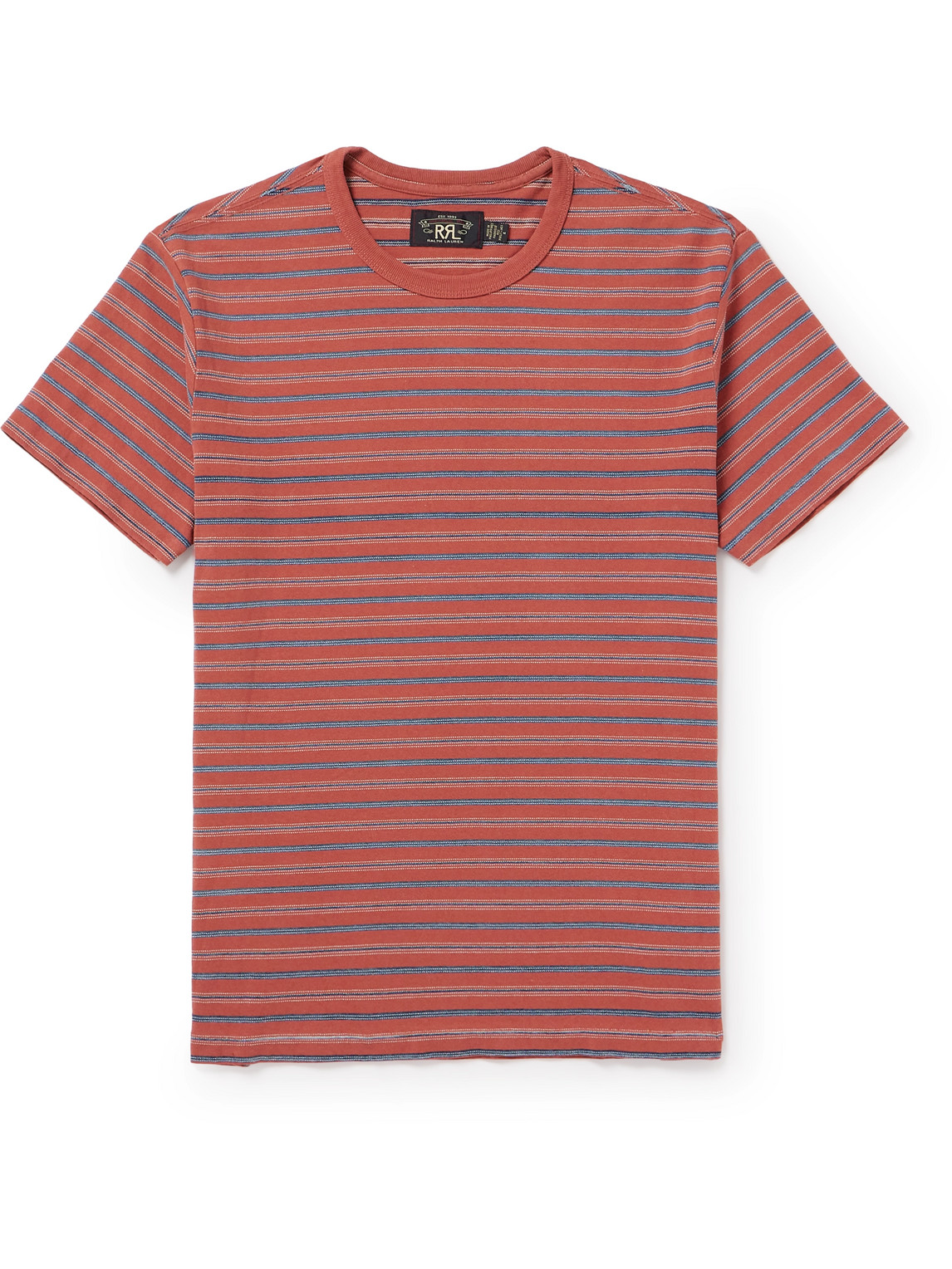 Rrl Striped Cotton T-shirt In Orange