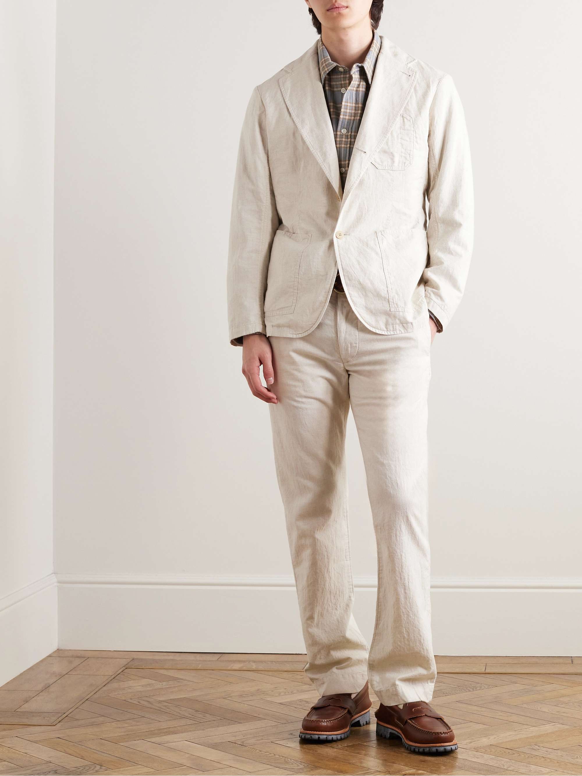 Saunders Unstructured Cotton and Linen Blend Suit Jacket