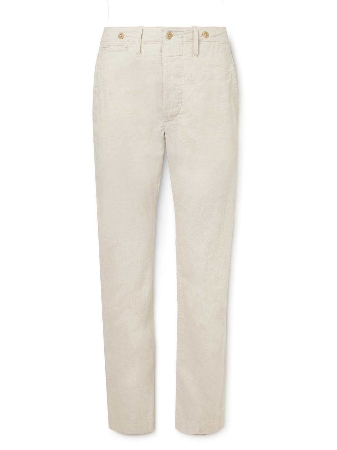 Rrl Saunders Straight-leg Cotton And Linen-blend Suit Trousers In Neutrals