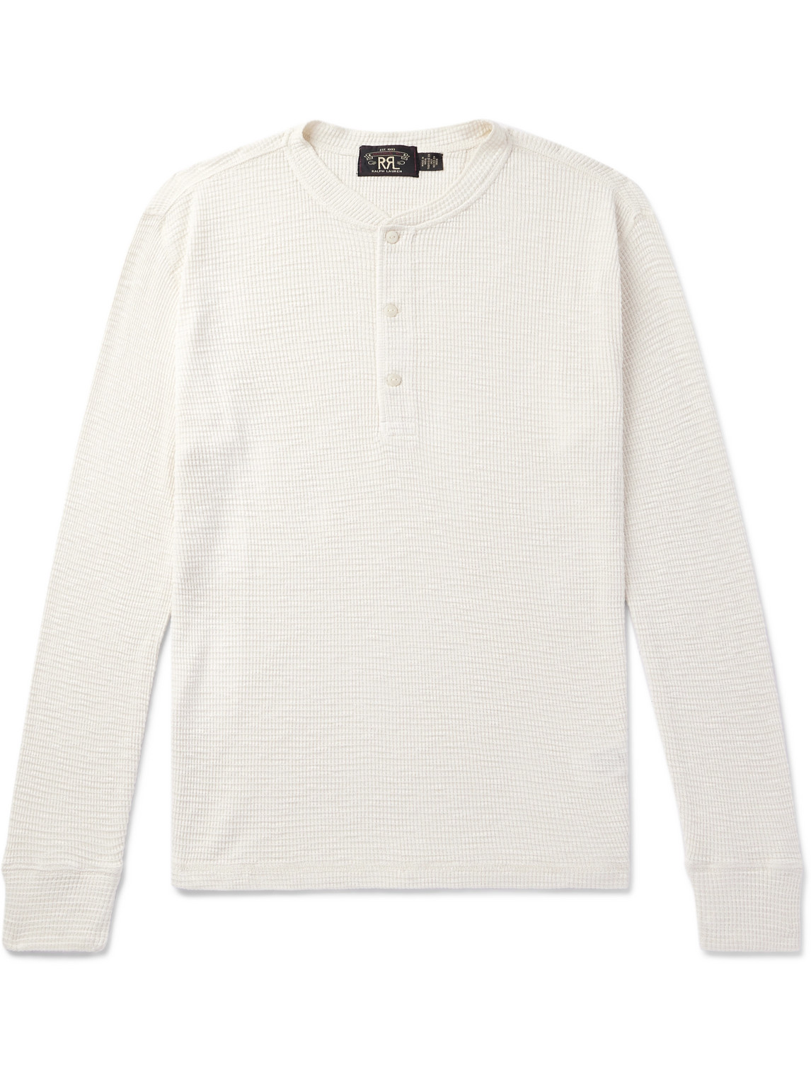 Rrl Slim-fit Waffle-knit Cotton Henley T-shirt In Neutrals