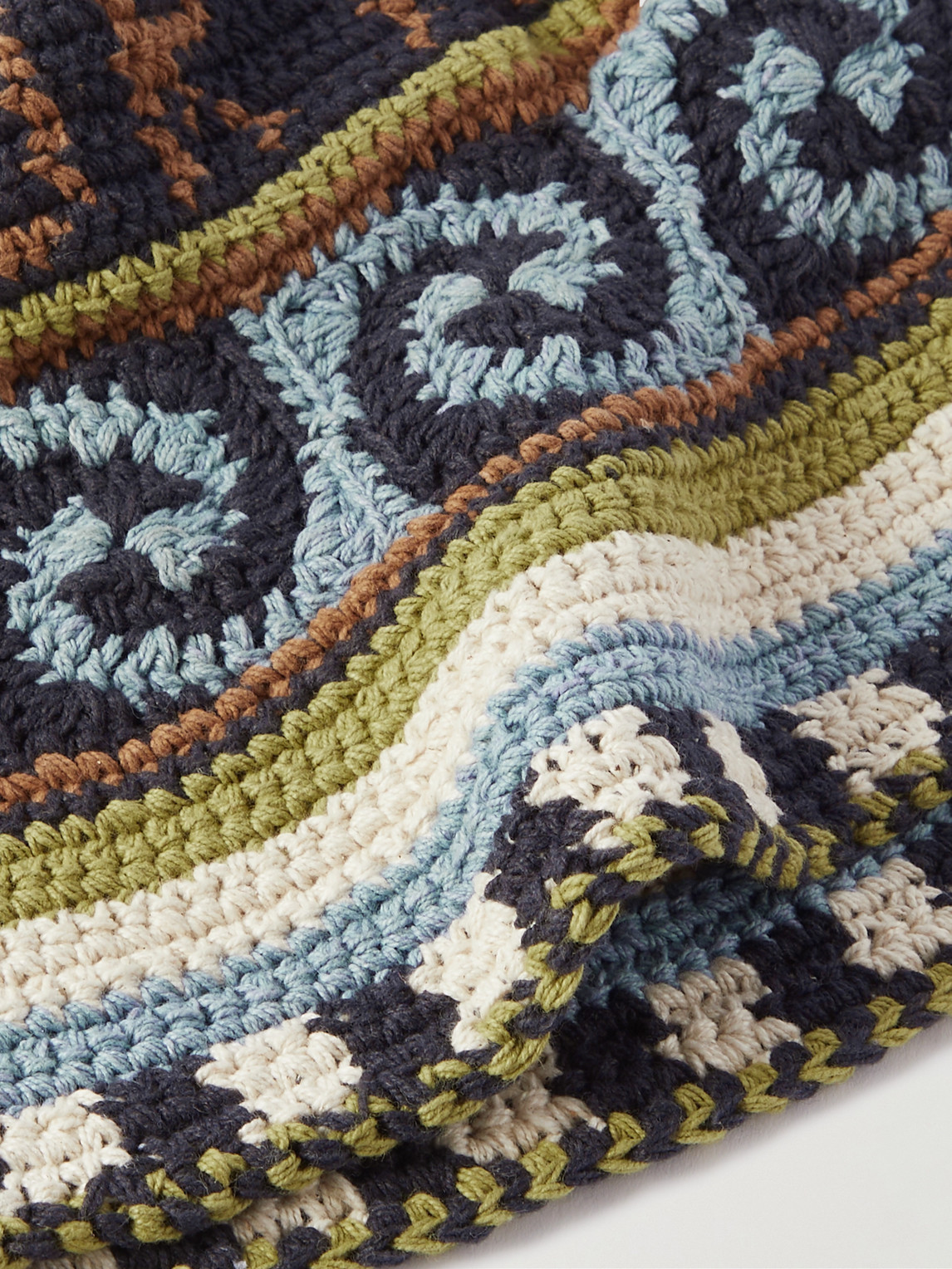 Shop Story Mfg. Crocheted Organic Cotton Bucket Hat In Blue