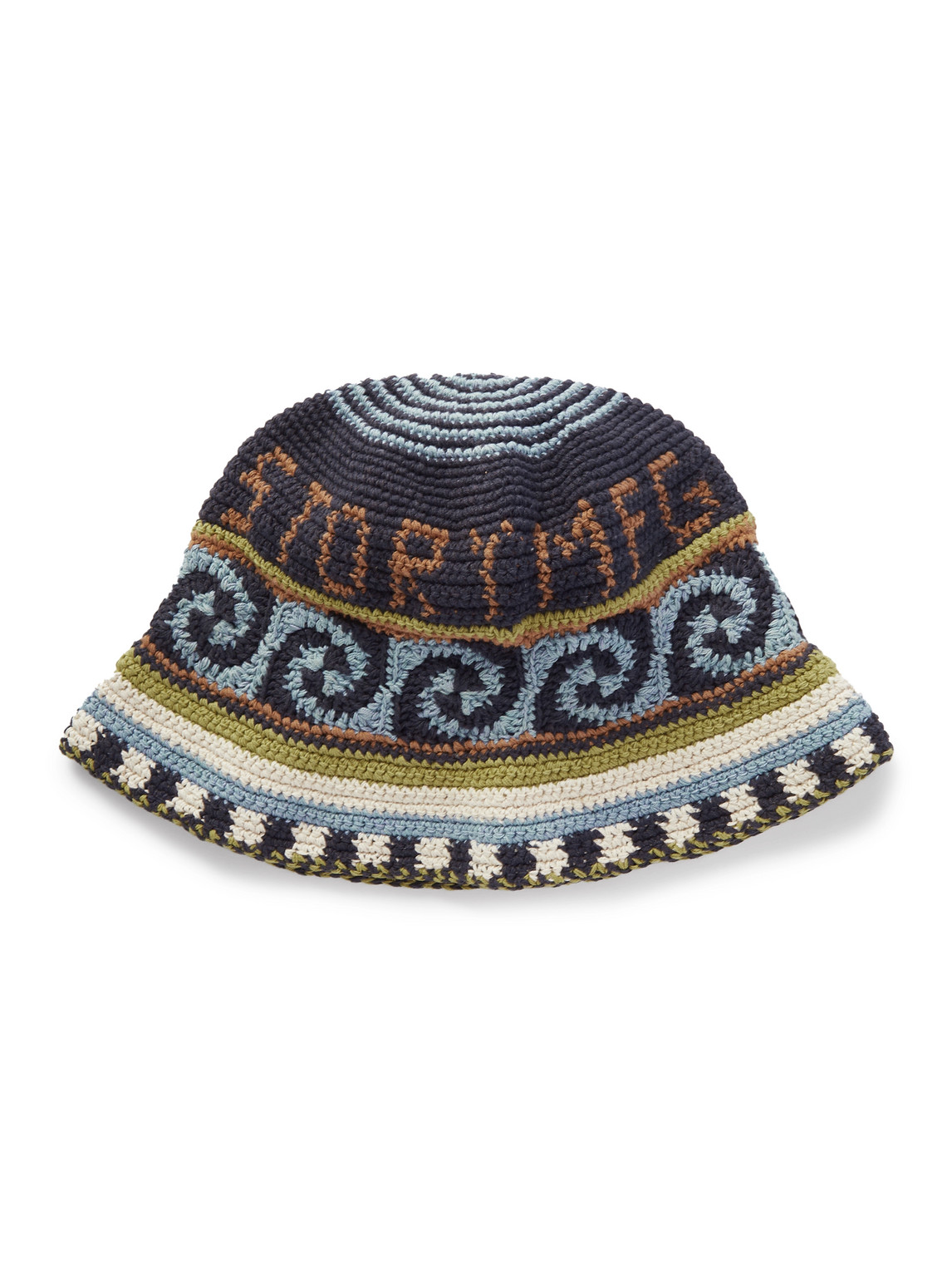 Shop Story Mfg. Crocheted Organic Cotton Bucket Hat In Blue