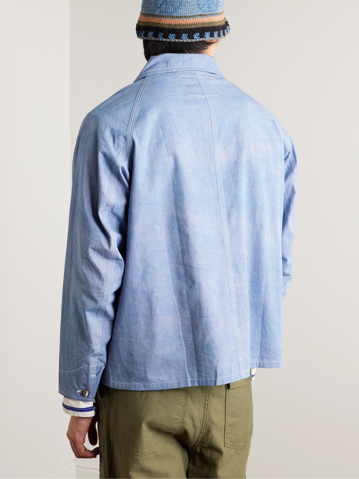 Shop Story Mfg. Railroad Topstitched Organic Cotton-twill Jacket In Blue