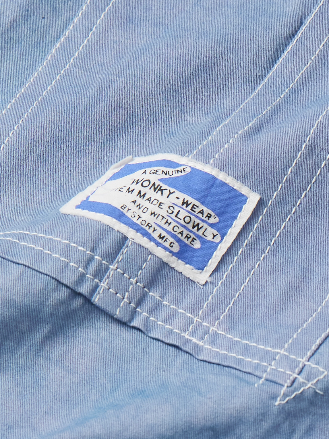 Shop Story Mfg. Railroad Topstitched Organic Cotton-twill Jacket In Blue