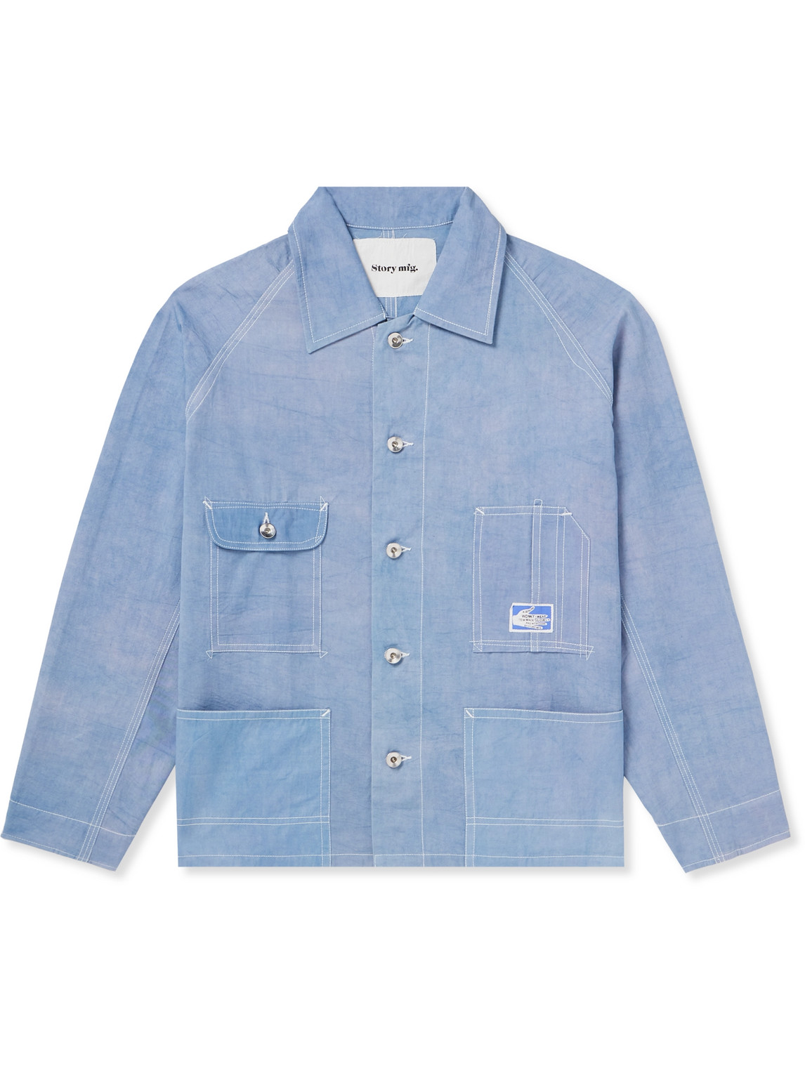 Shop Story Mfg. Railroad Organic Cotton-twill Jacket In Blue