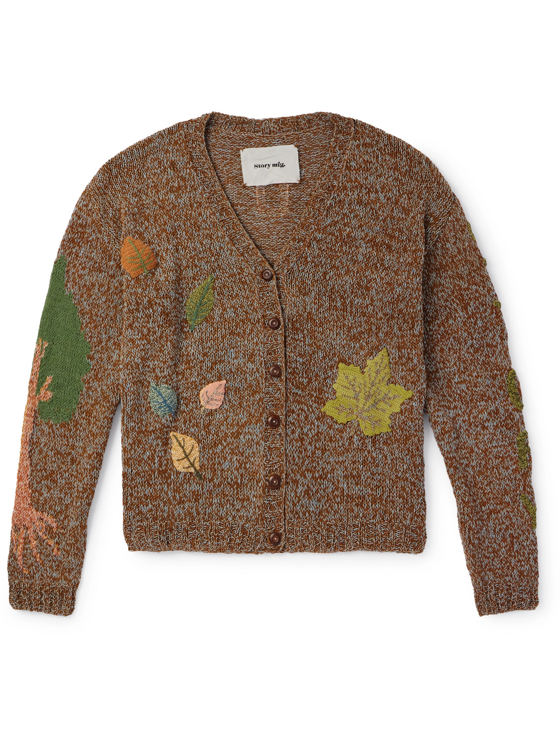 Story Mfg. Twinsun Crocheted Organic Cotton Cardigan In Brown