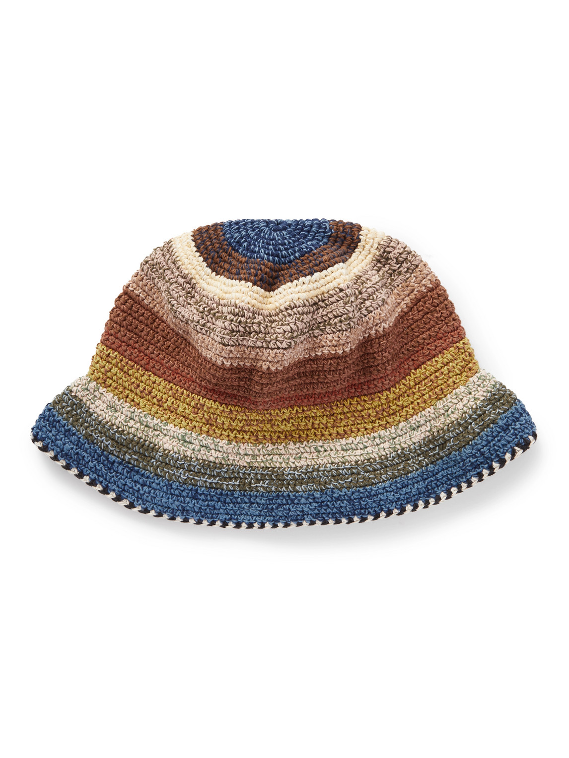 Brew Striped Crocheted Organic Cotton Bucket Hat