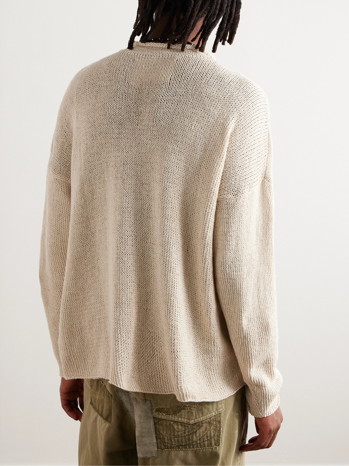 Shop Story Mfg. Twinsun Appliquéd Jacquard-knit Organic Cotton Sweater In White