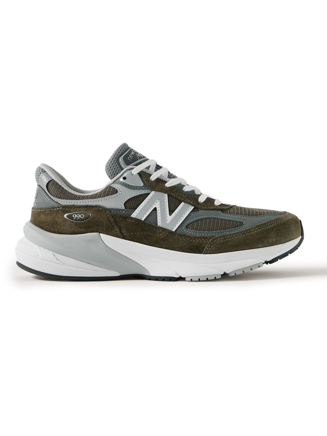 990v6 Leather-Trimmed Suede and Mesh Sneakers