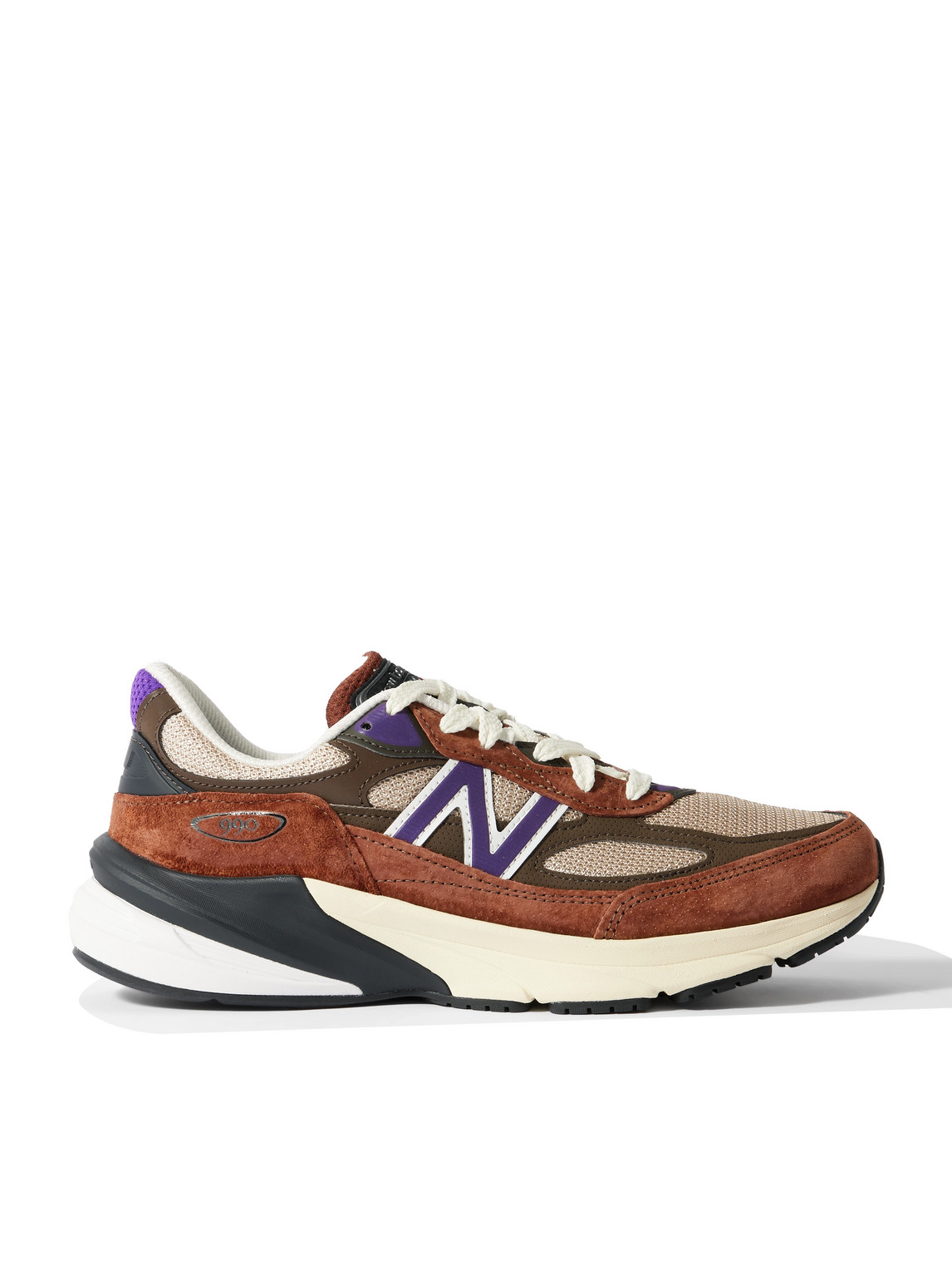 990v6 Leather-Trimmed Suede and Mesh Sneakers