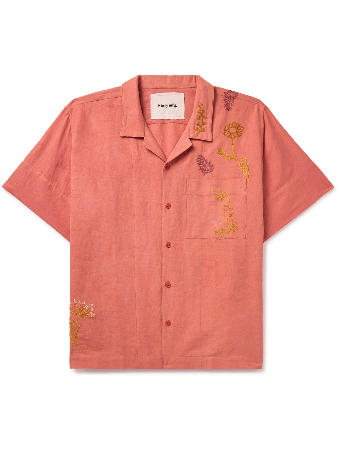 Greetings Logo-Embroidered Organic Cotton and Linen-Blend Shirt