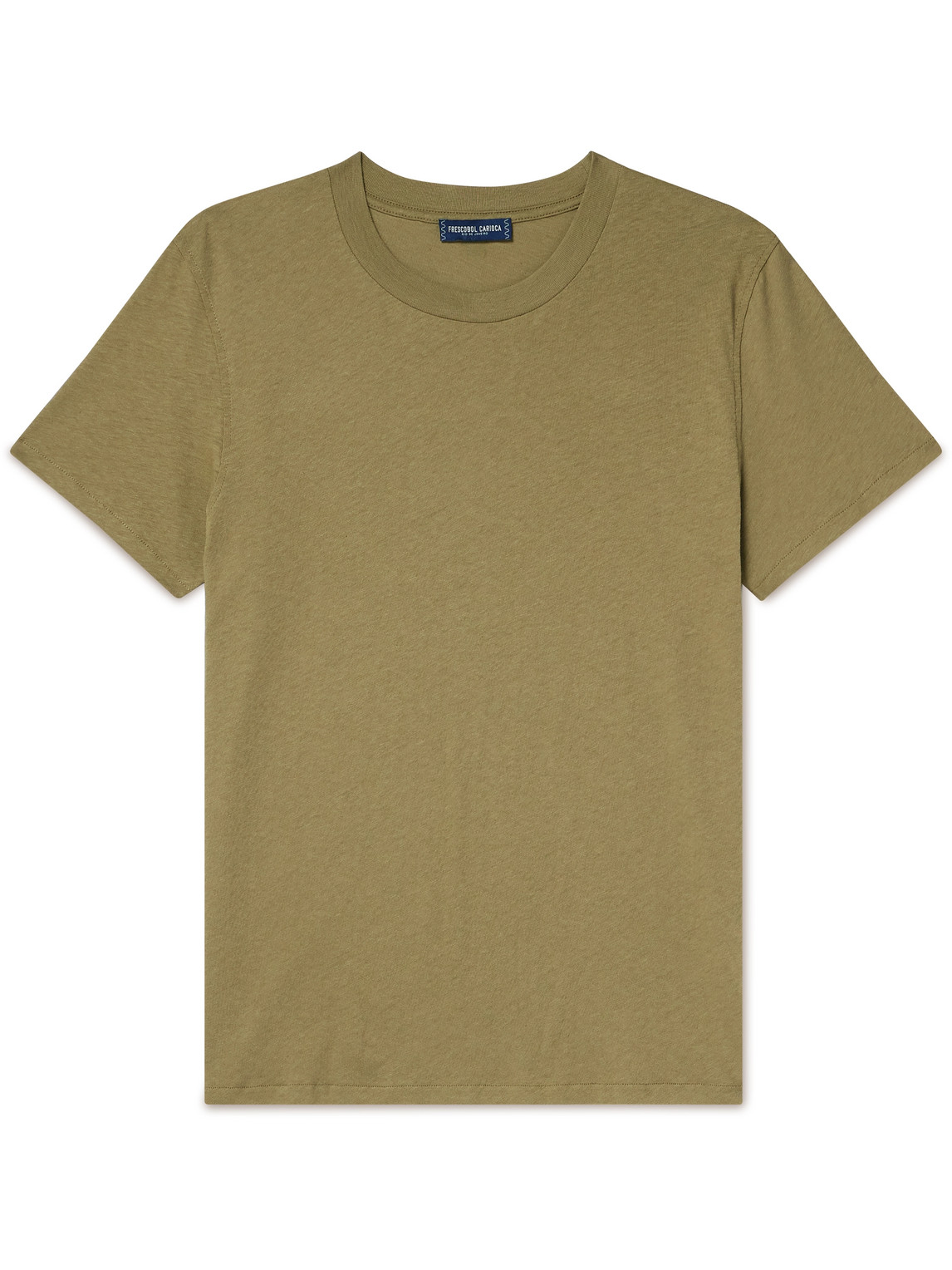 Frescobol Carioca Lucio Cotton And Linen-blend Jersey T-shirt In Green