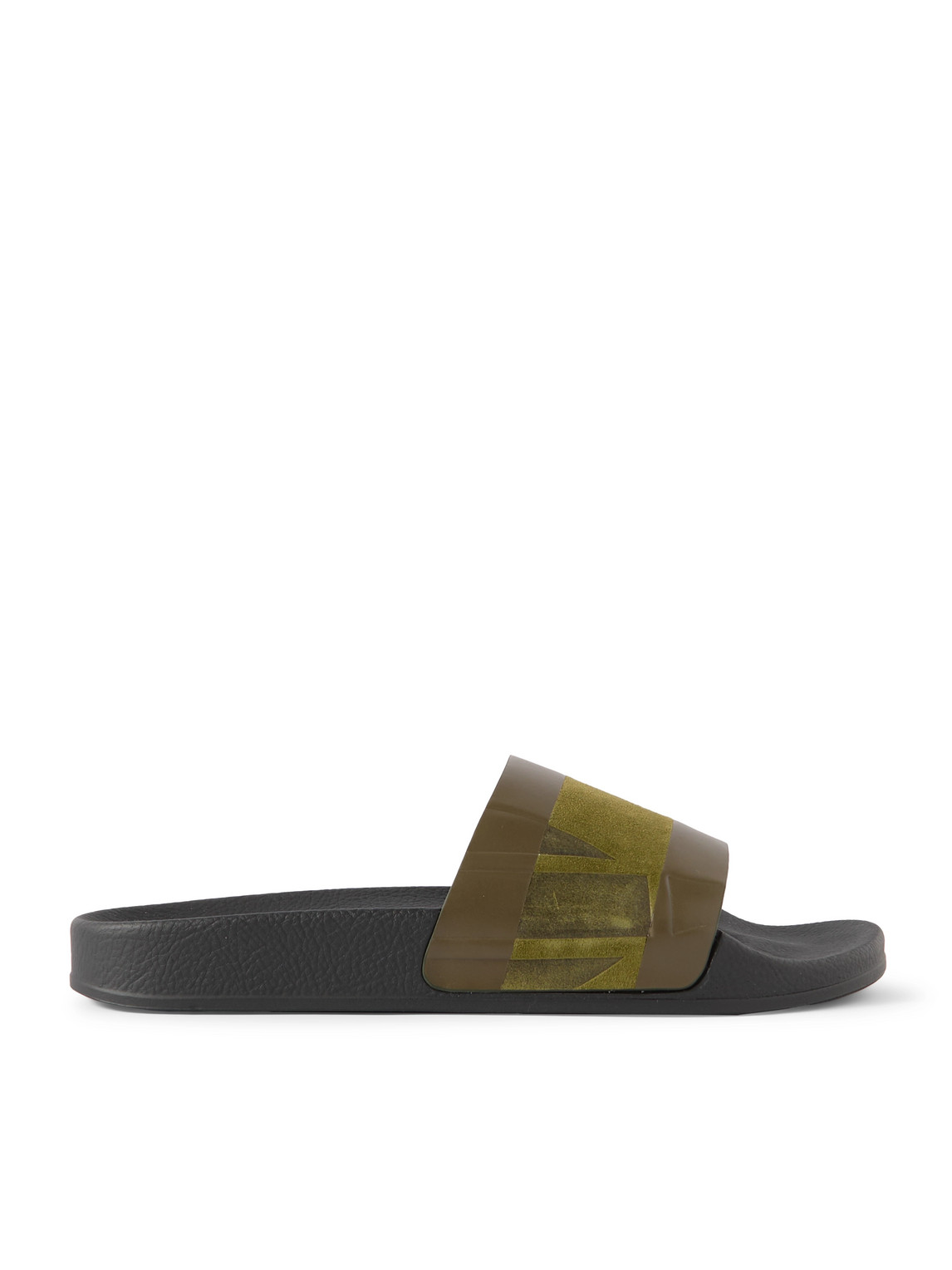 Humberto Striped Debossed Leather and Suede Slides