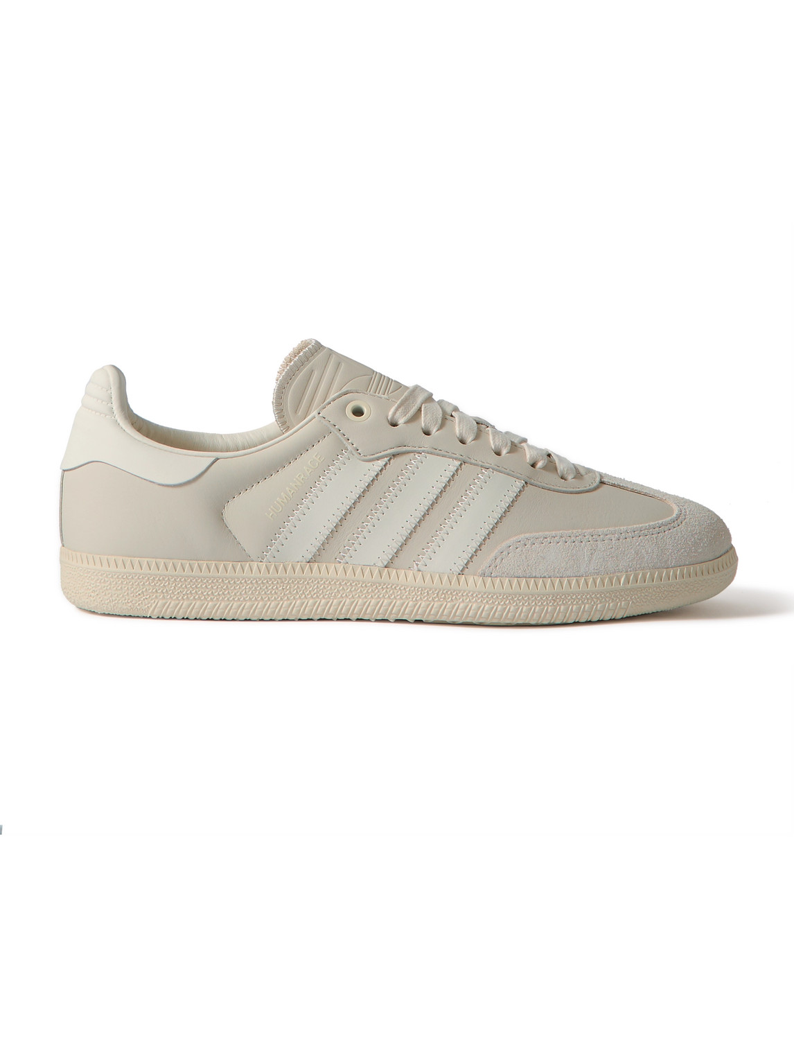 Adidas Originals Pharrell Williams Humanrace Samba Suede-trimmed Leather Sneakers In Neutral