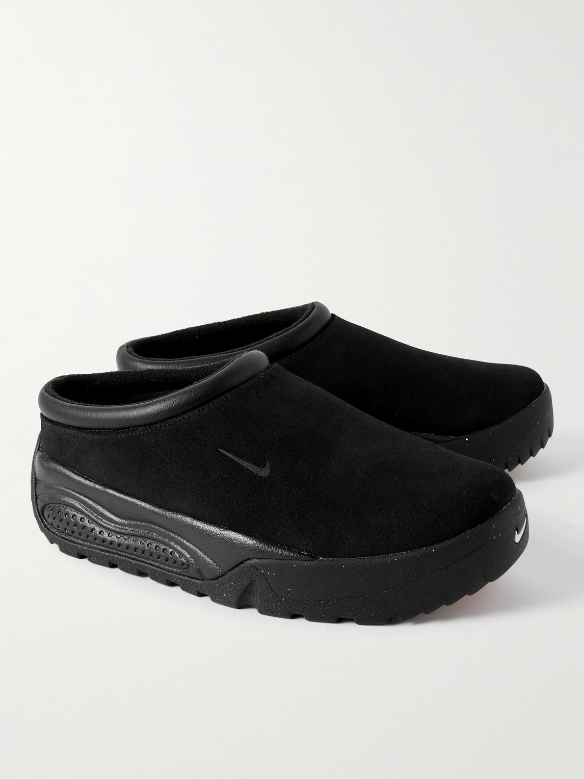 Nike Acg Rufus Leather-trimmed Suede Slip-on Sneakers In Black