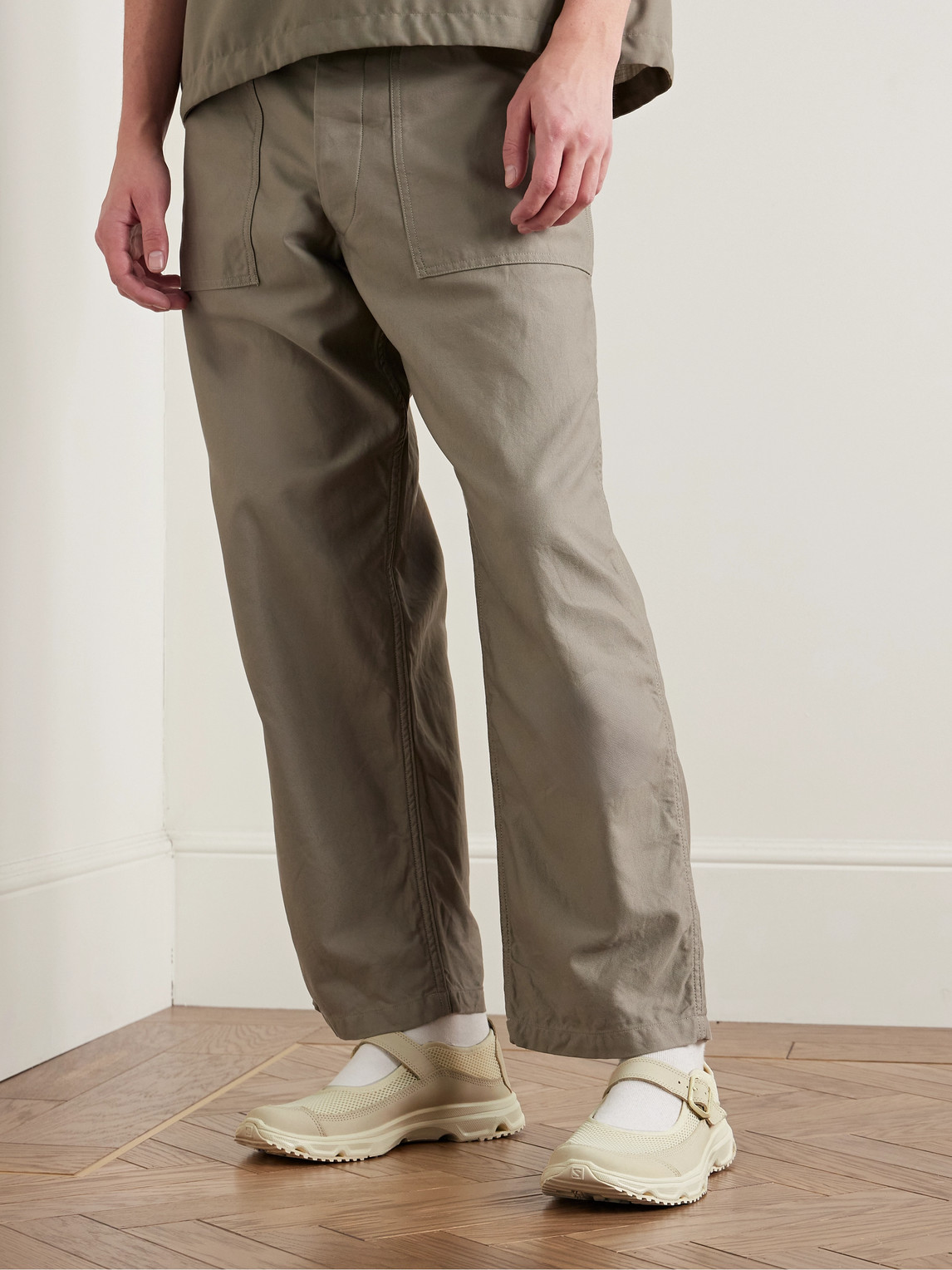 Salomon Marie-jeanne Nubuck-trimmed Mesh Sneakers In Neutral