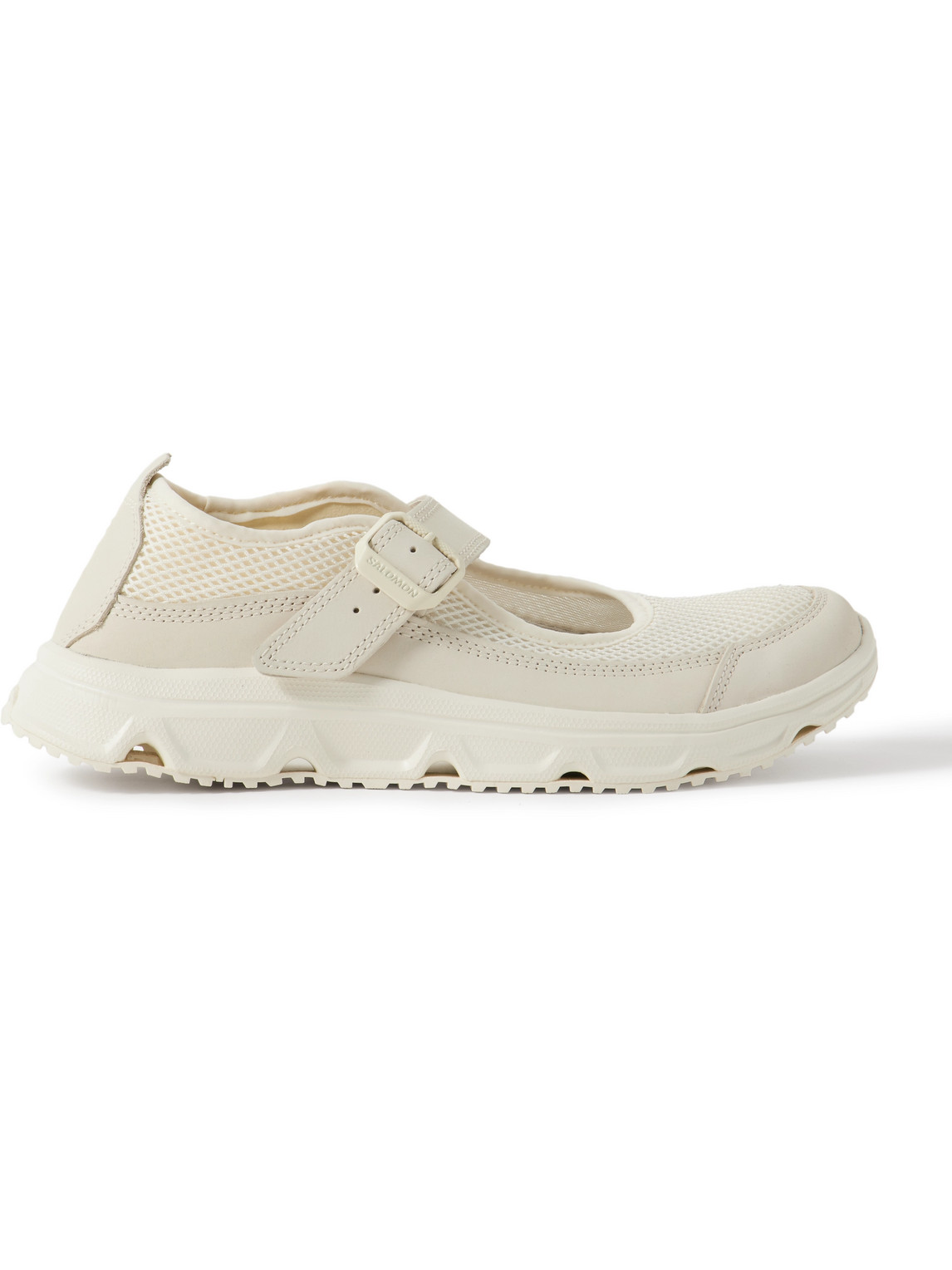 Salomon Marie-jeanne Nubuck-trimmed Mesh Sneakers In Neutral