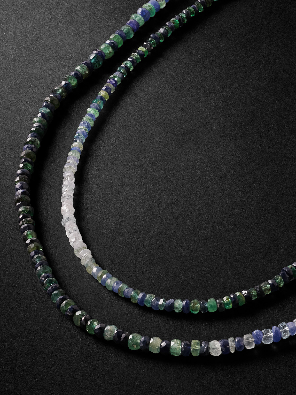 Jia Jia Gold, Emerald And Sapphire Beaded Necklace In Blue