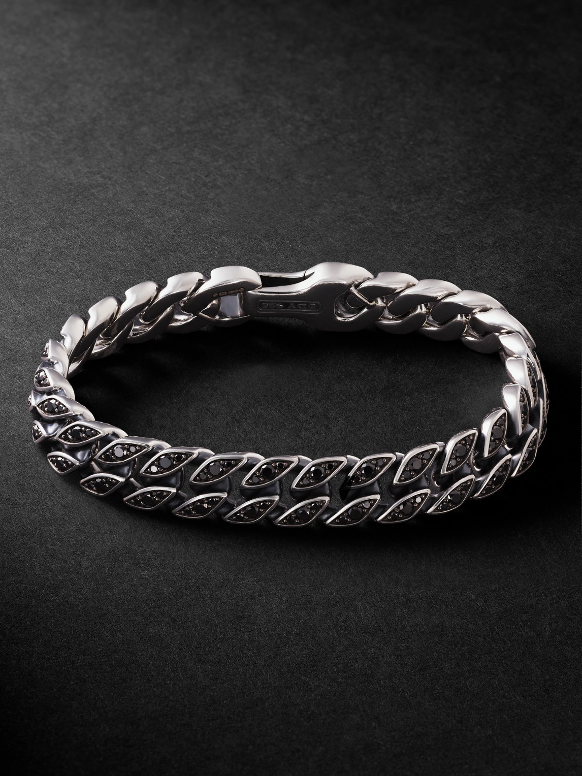 David Yurman Sterling Silver Diamond Chain Bracelet - Men