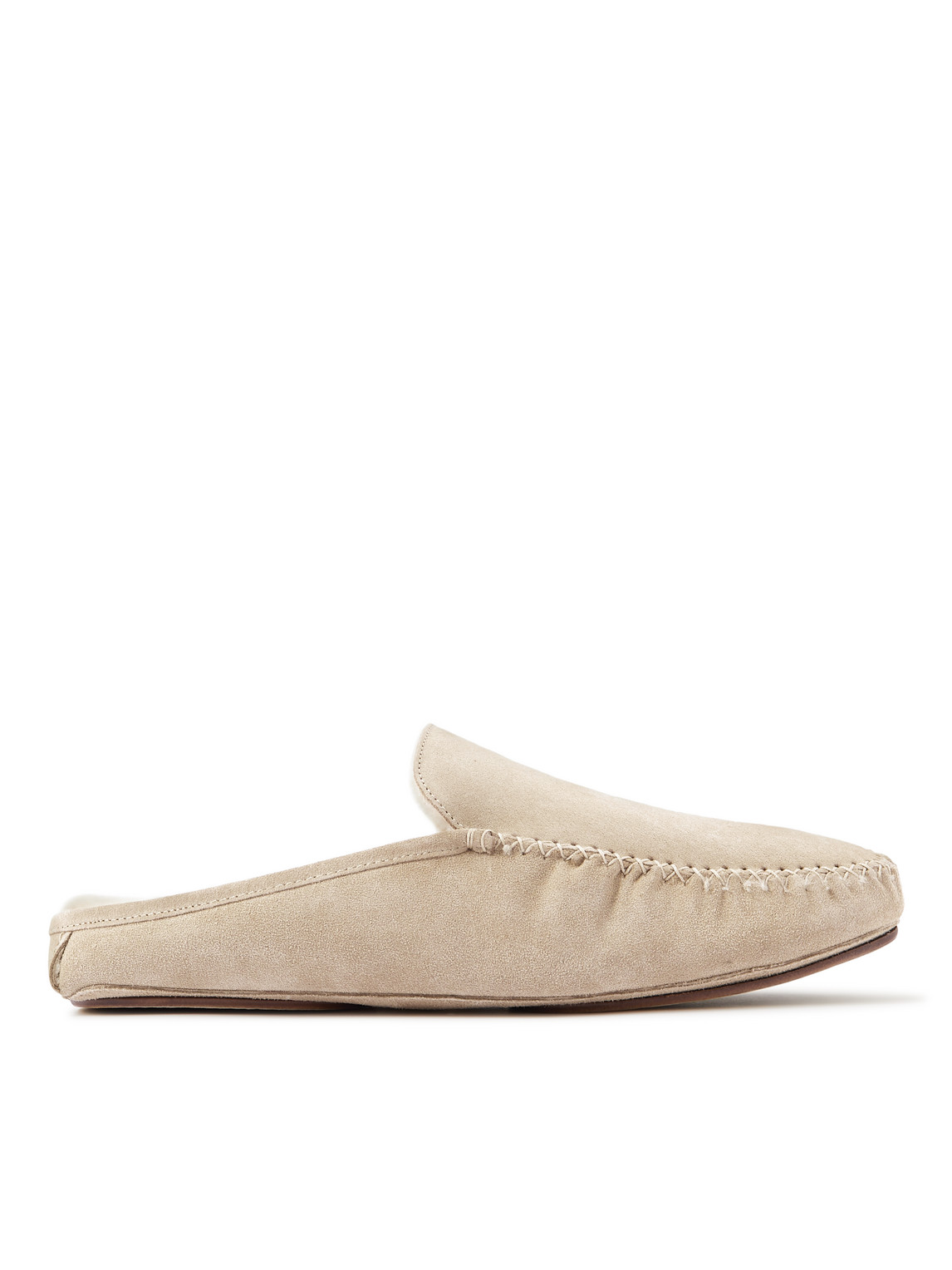 Manolo Blahnik Crawford Shearling-lined Suede Slippers In Neutrals