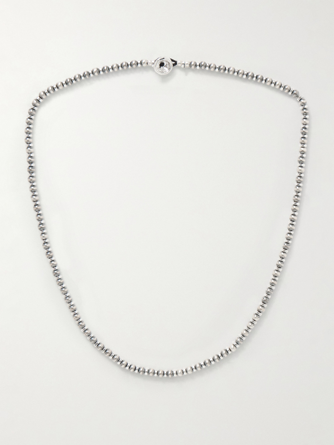 Mikia Sterling Silver Hematite Beaded Necklace - Men
