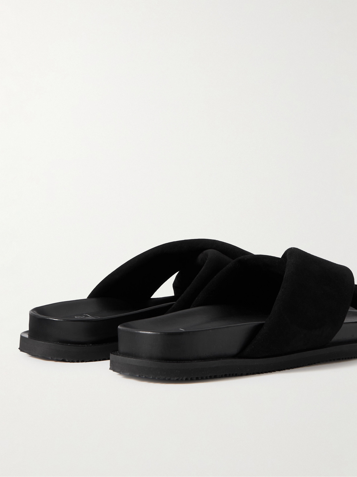 Shop Mr P Tom Padded Suede Sandals In Black