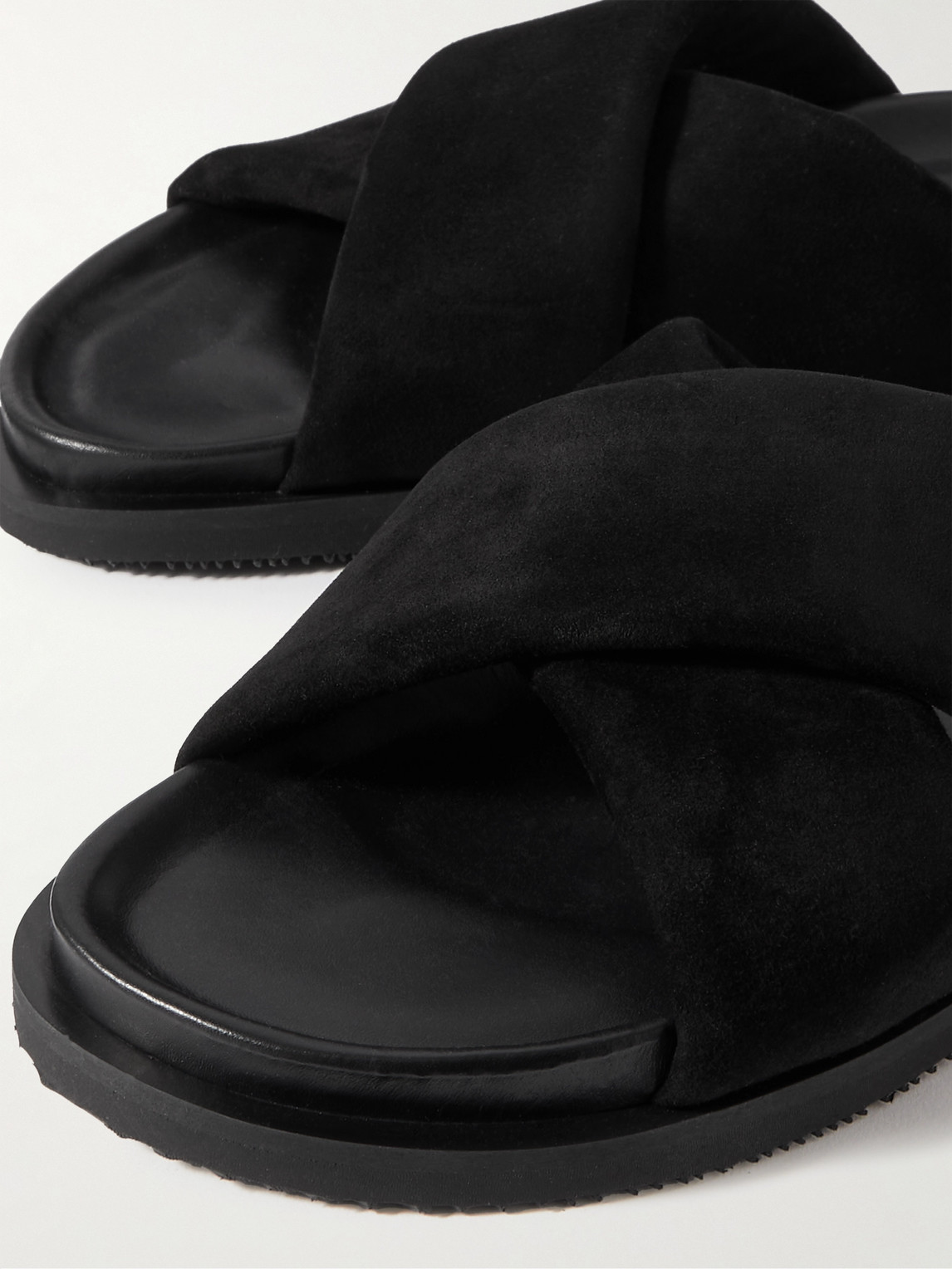 Shop Mr P Tom Padded Suede Sandals In Black