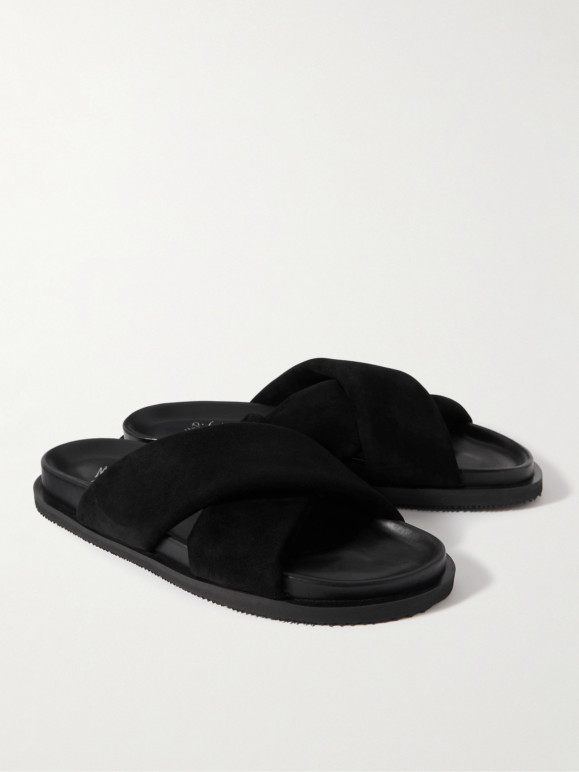 Shop Mr P Tom Padded Suede Sandals In Black