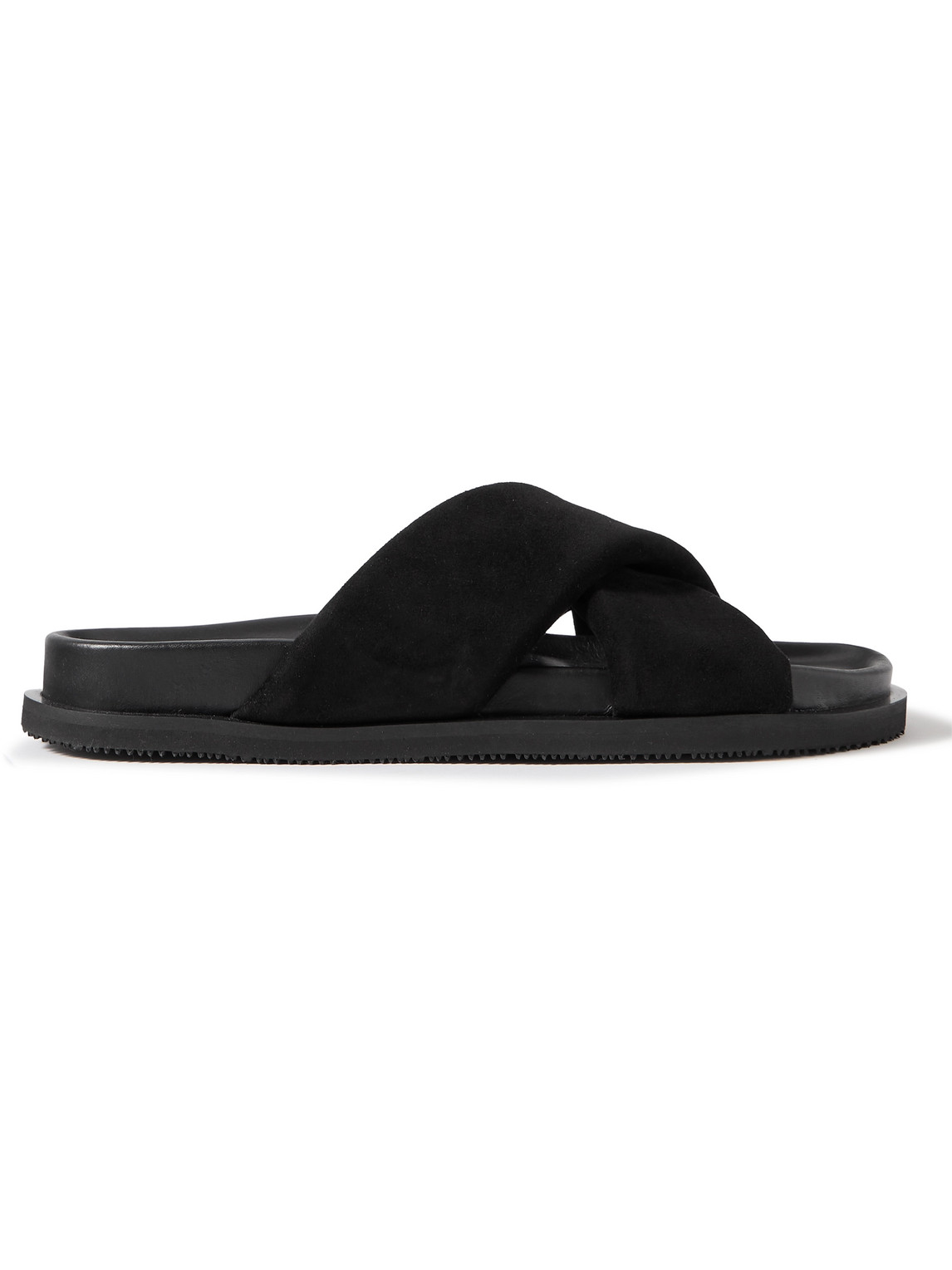 Mr P Tom Padded Suede Sandals In Black
