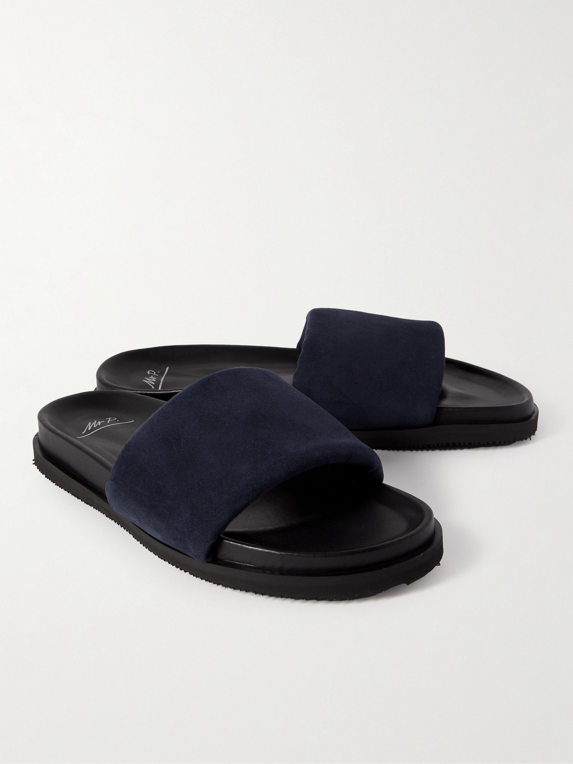 Shop Mr P Tom Padded Suede Sandals In Blue