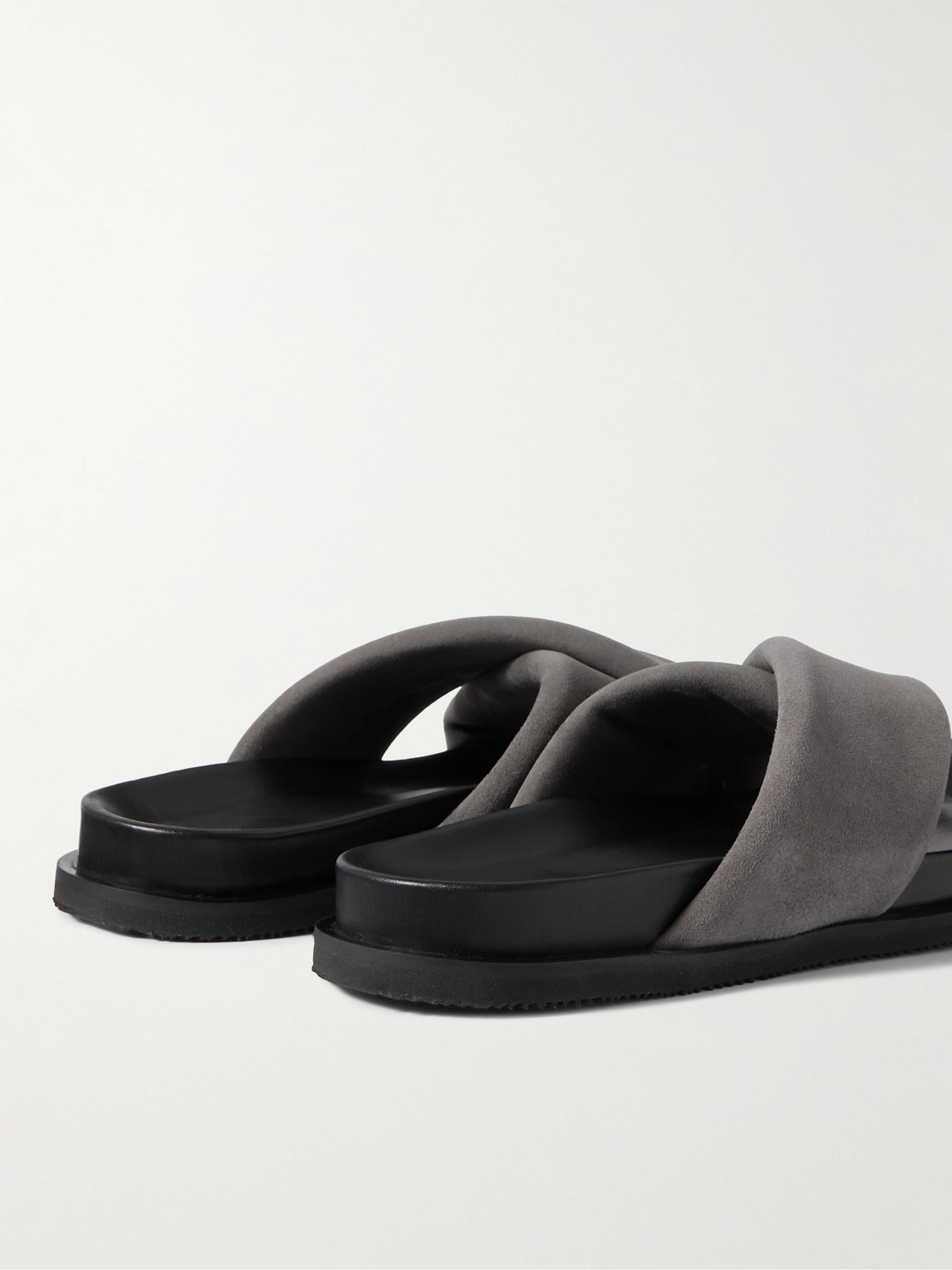 Shop Mr P Tom Padded Suede Sandals In Gray