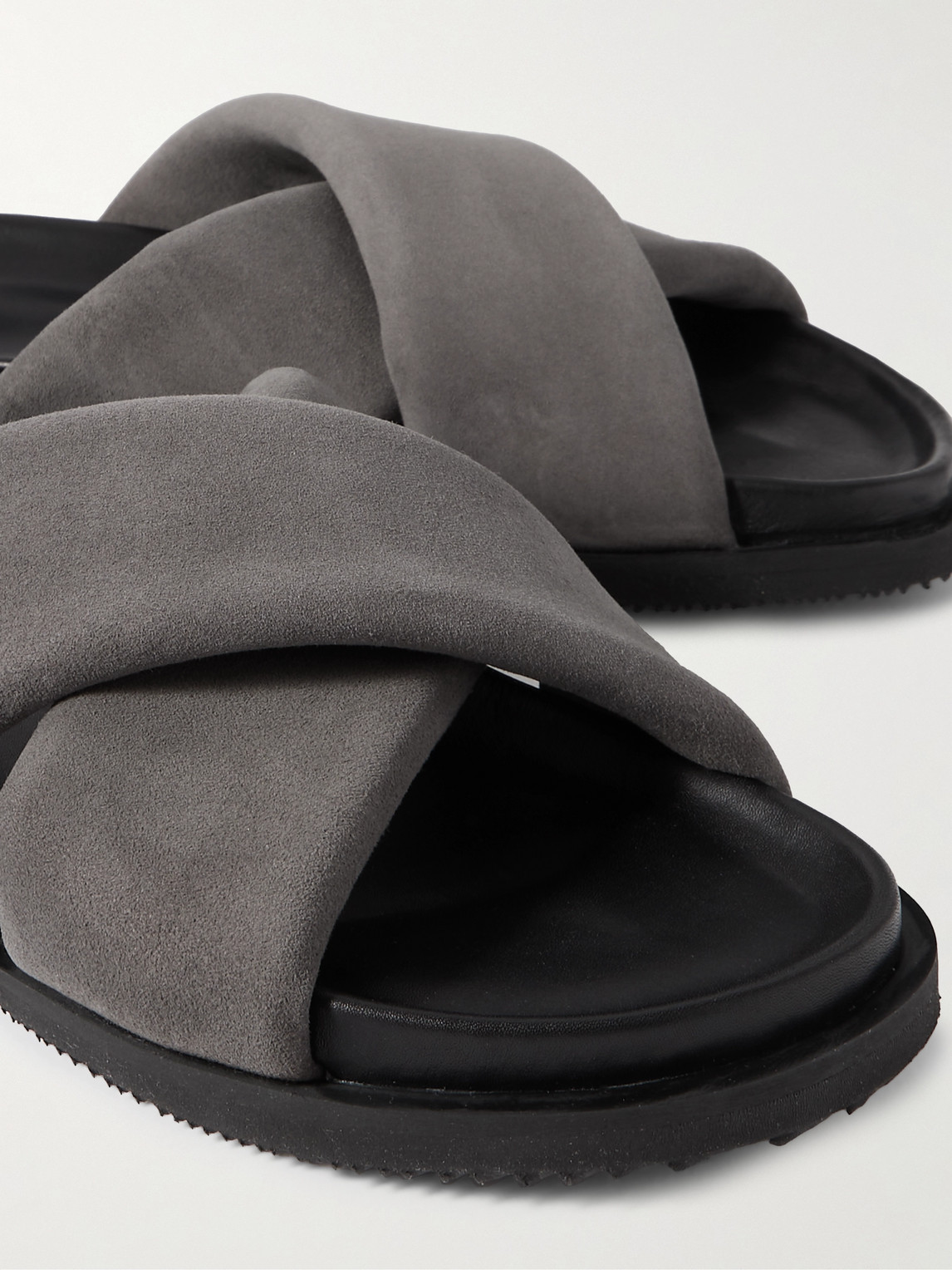 Shop Mr P Tom Padded Suede Sandals In Gray