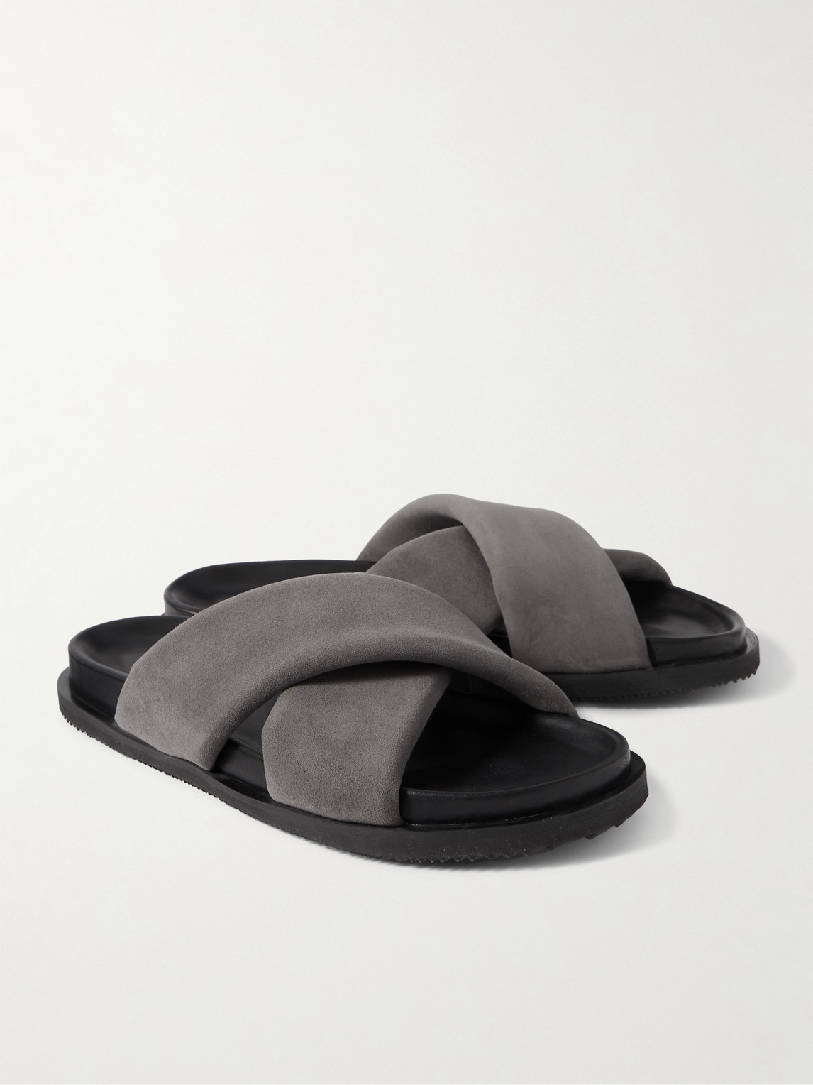 Shop Mr P Tom Padded Suede Sandals In Gray