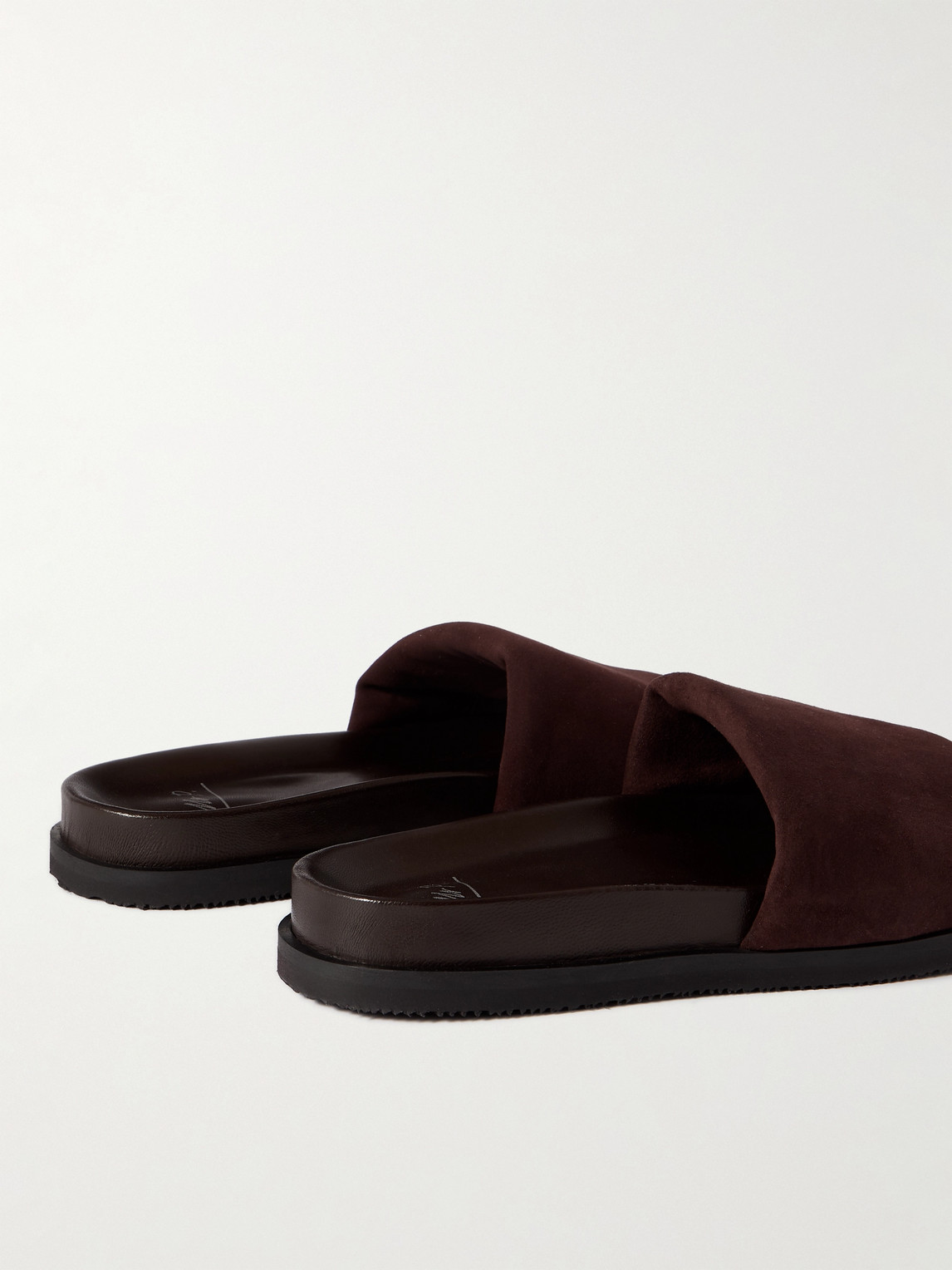 Shop Mr P Tom Padded Suede Sandals In Brown