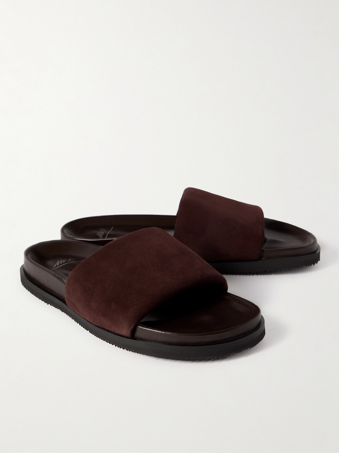 Shop Mr P Tom Padded Suede Sandals In Brown