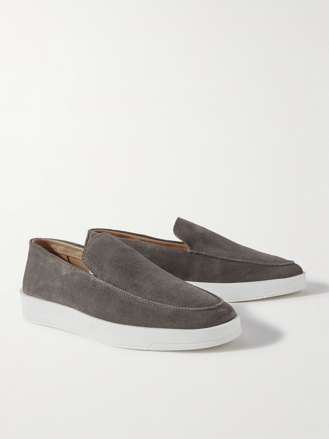 Shop Mr P Peter Suede Loafers In Gray