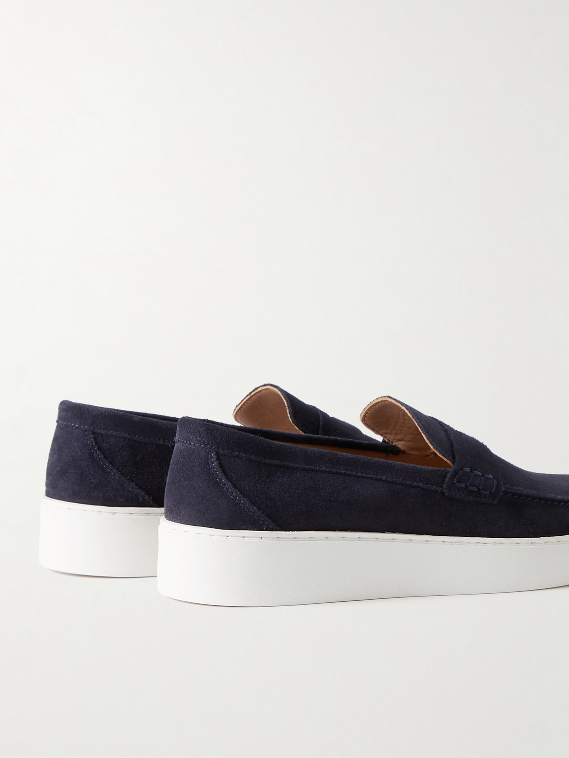 Shop Mr P Peter Suede Penny Loafers In Blue